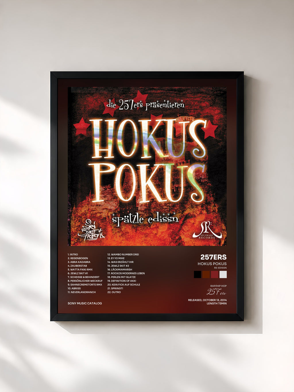 #noir Tableau de l'album Hokus Pokus (Re-Edissn) de 257ers, cadre noir, imprimé et encadré en France