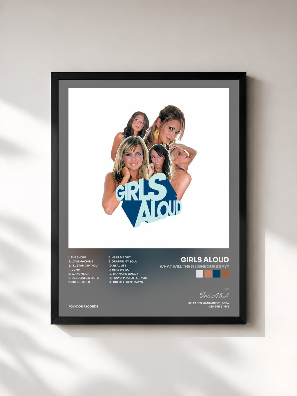 #noir Tableau de l'album What Will The Neighbours Say? de Girls Aloud, cadre noir, imprimé et encadré en France