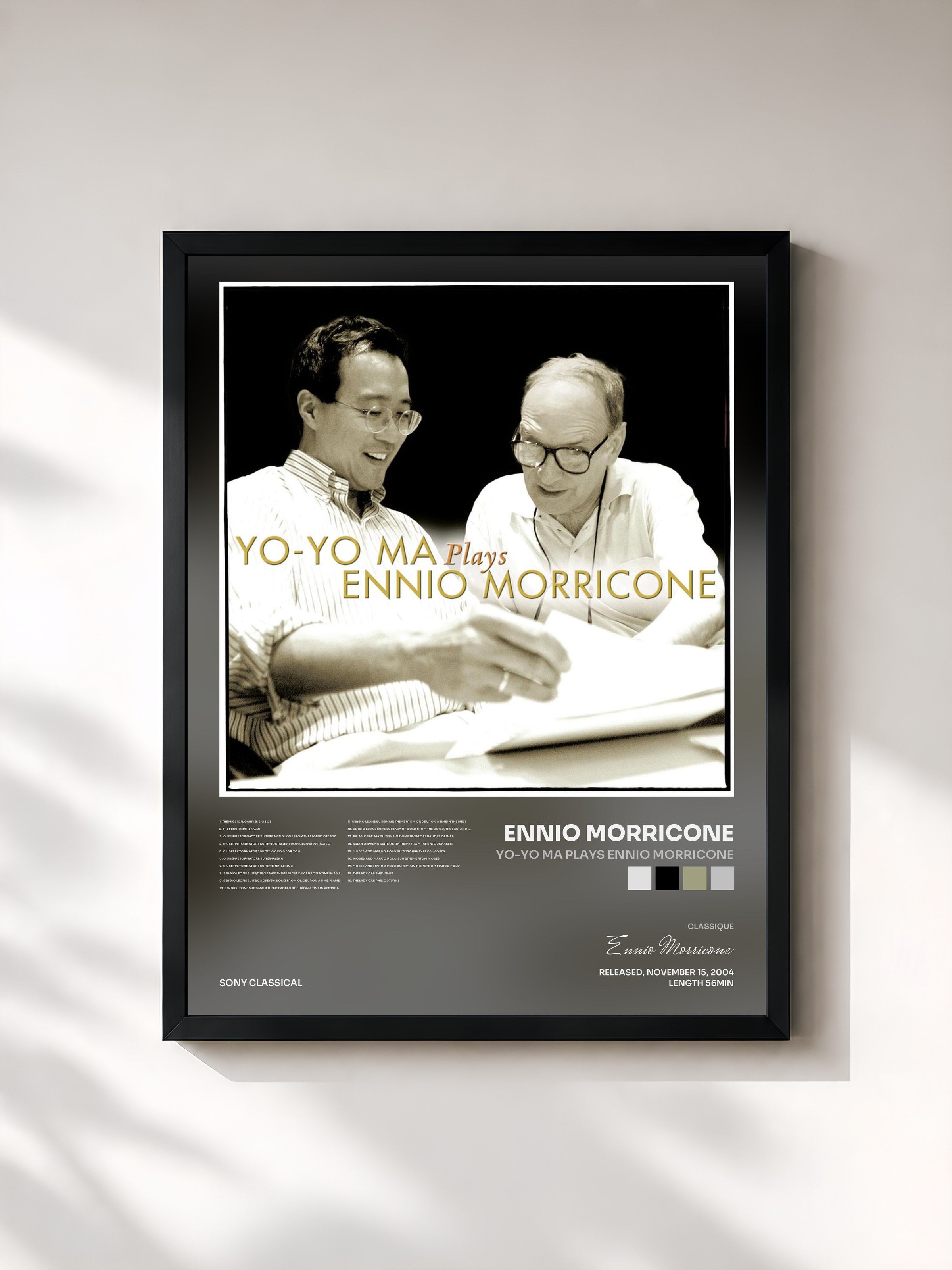 #noir Tableau de l'album Yo-Yo Ma Plays Ennio Morricone de Ennio Morricone, cadre noir, imprimé et encadré en France