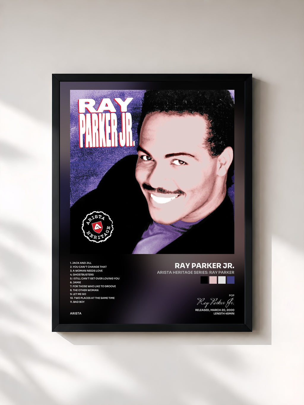 #noir Arista Heritage Series: Ray Parker di Ray Parker Jr. in stampa incorniciata, cornice nera, stampata e incorniciata in Francia