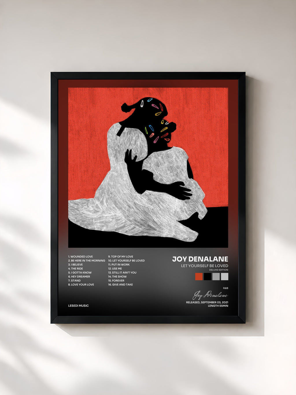 #noir Tableau de l'album Let Yourself Be Loved (Deluxe Edition) de Joy Denalane, cadre noir, imprimé et encadré en France