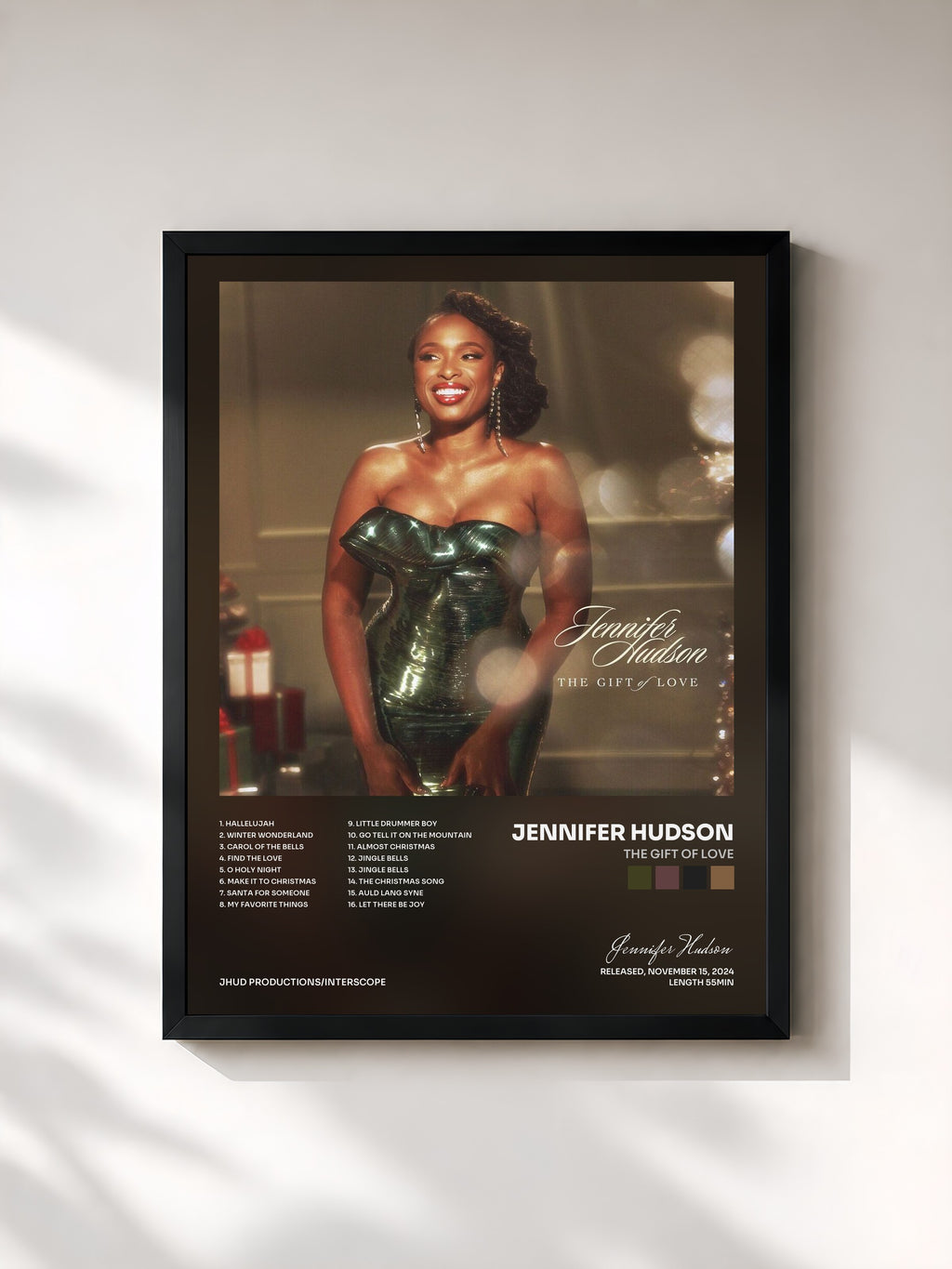 #noir Tableau de l'album The Gift Of Love de Jennifer Hudson, cadre noir, imprimé et encadré en France