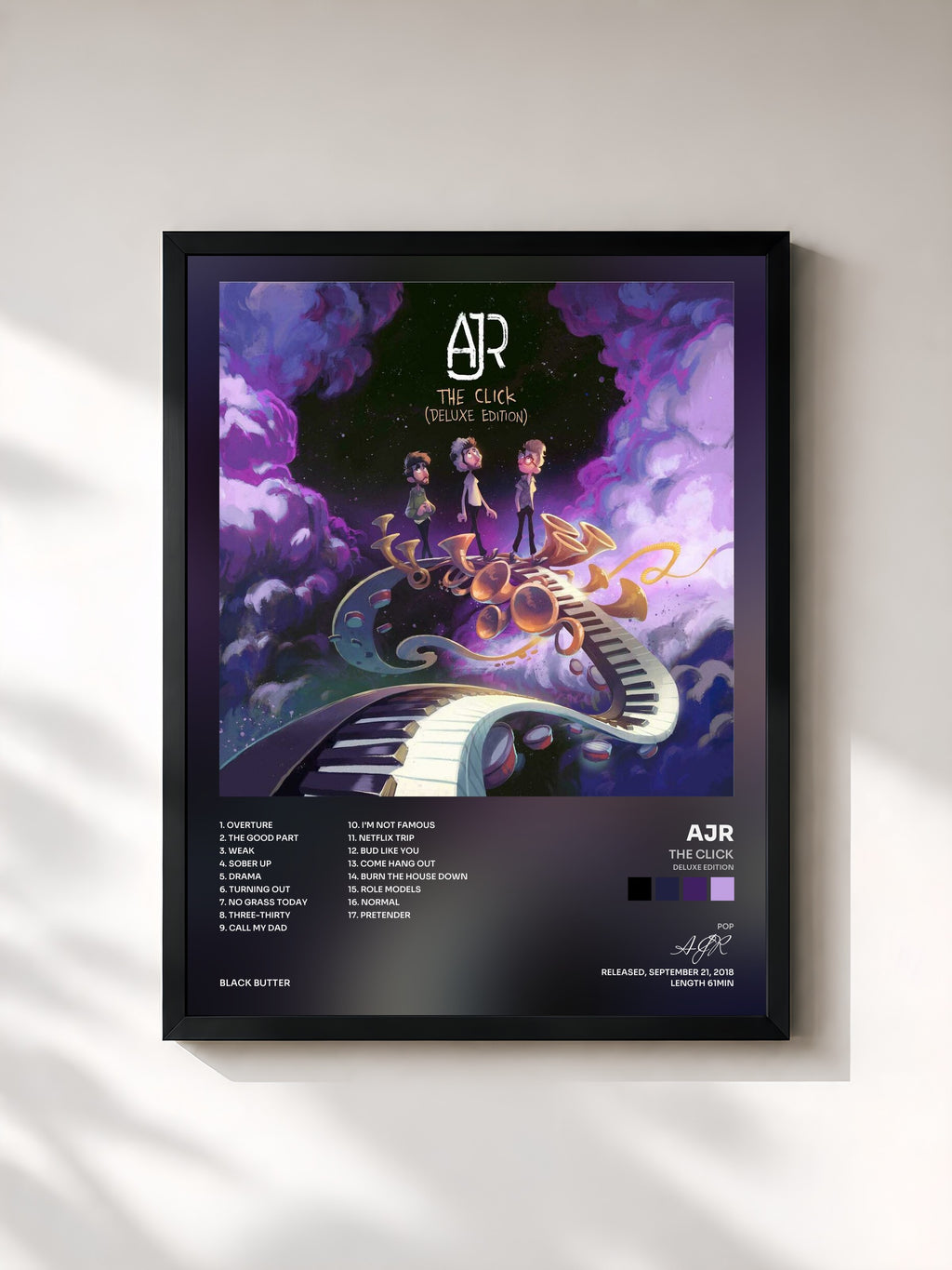 #noir Tableau de l'album The Click (Deluxe Edition) de AJR, cadre noir, imprimé et encadré en France