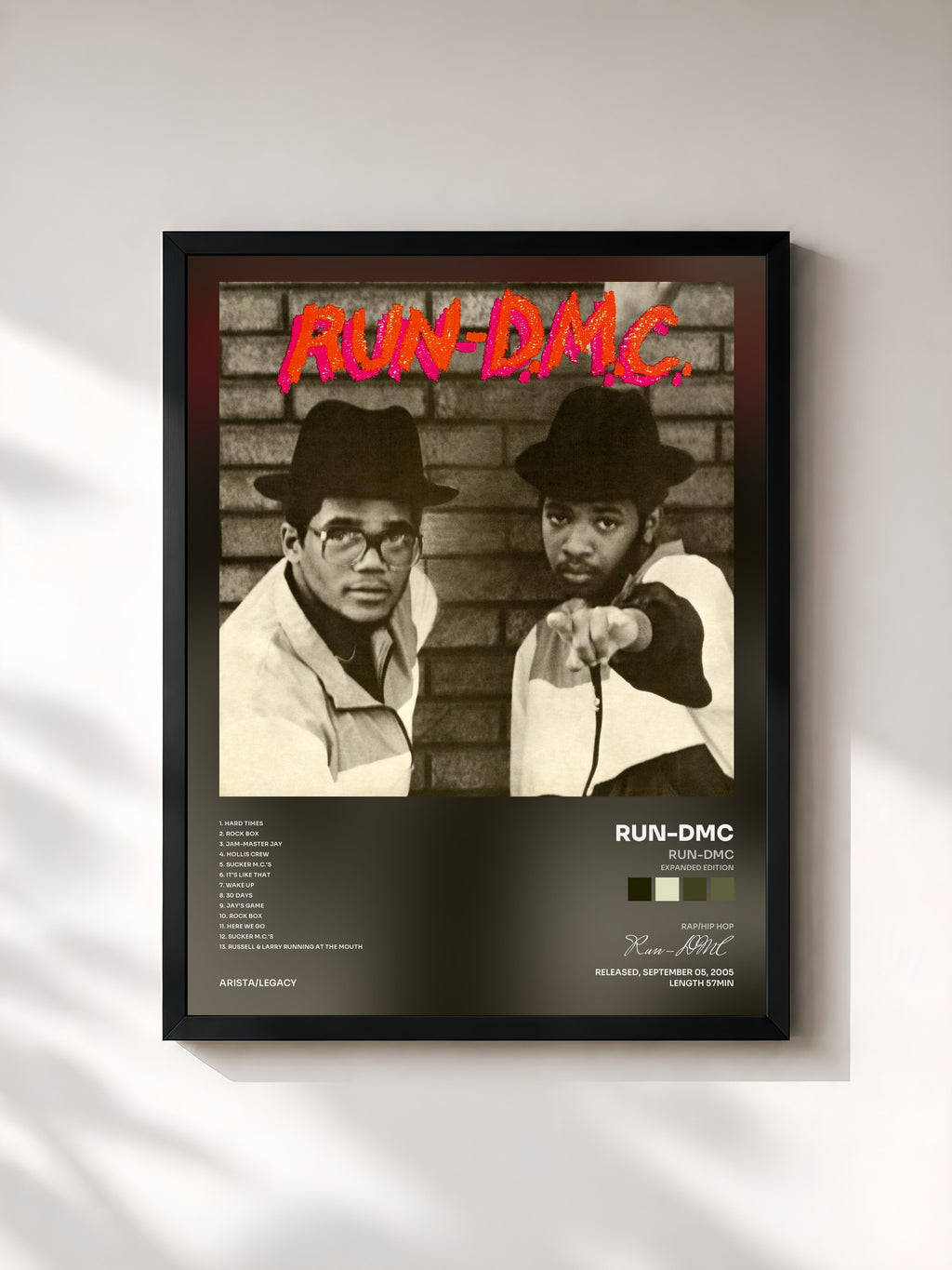 #noir Tableau de l'album RUN-DMC (Expanded Edition) de Run-DMC, cadre noir, imprimé et encadré en France