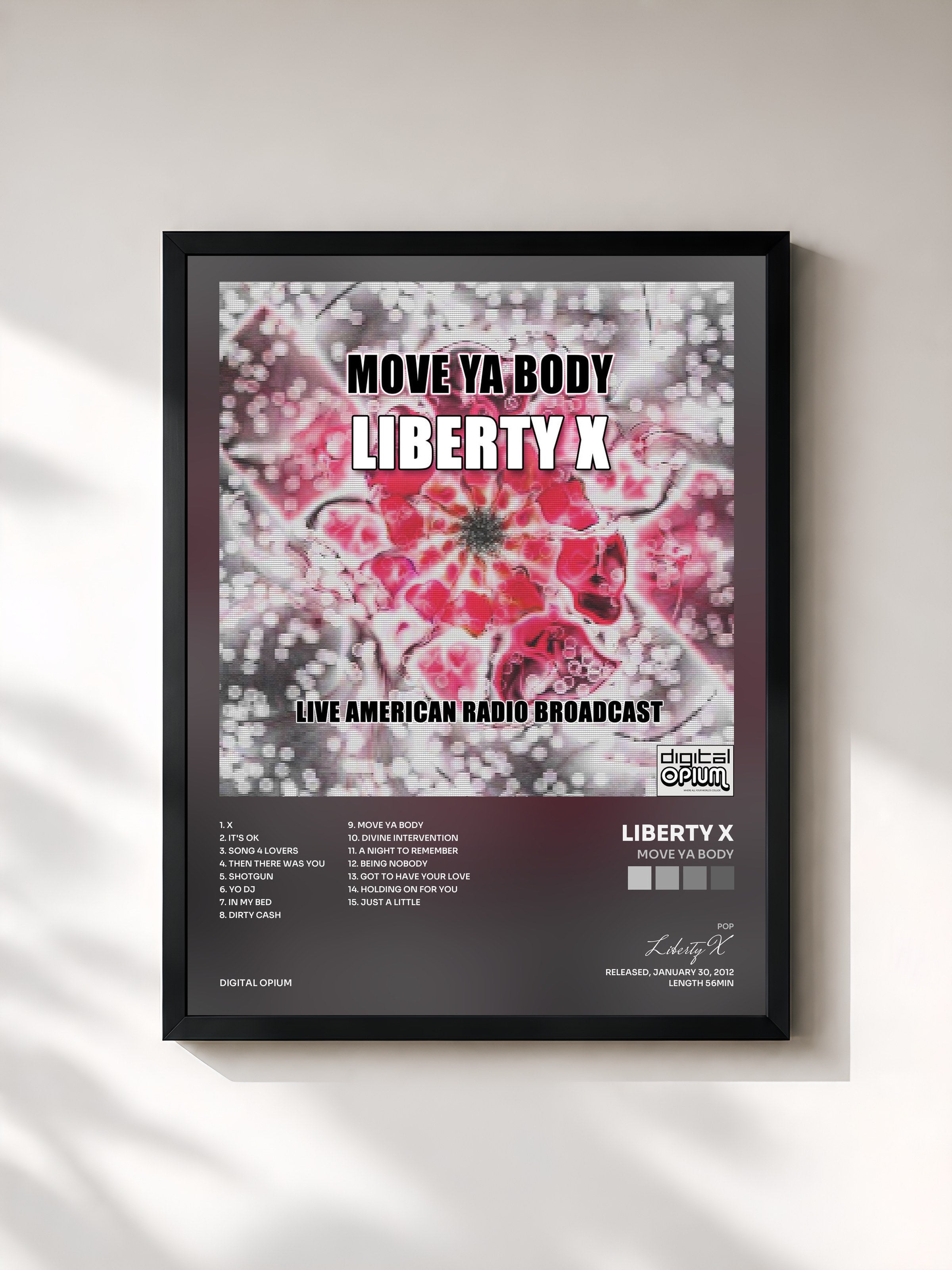 #noir Tableau de l'album Move Ya Body de Liberty X, cadre noir, imprimé et encadré en France