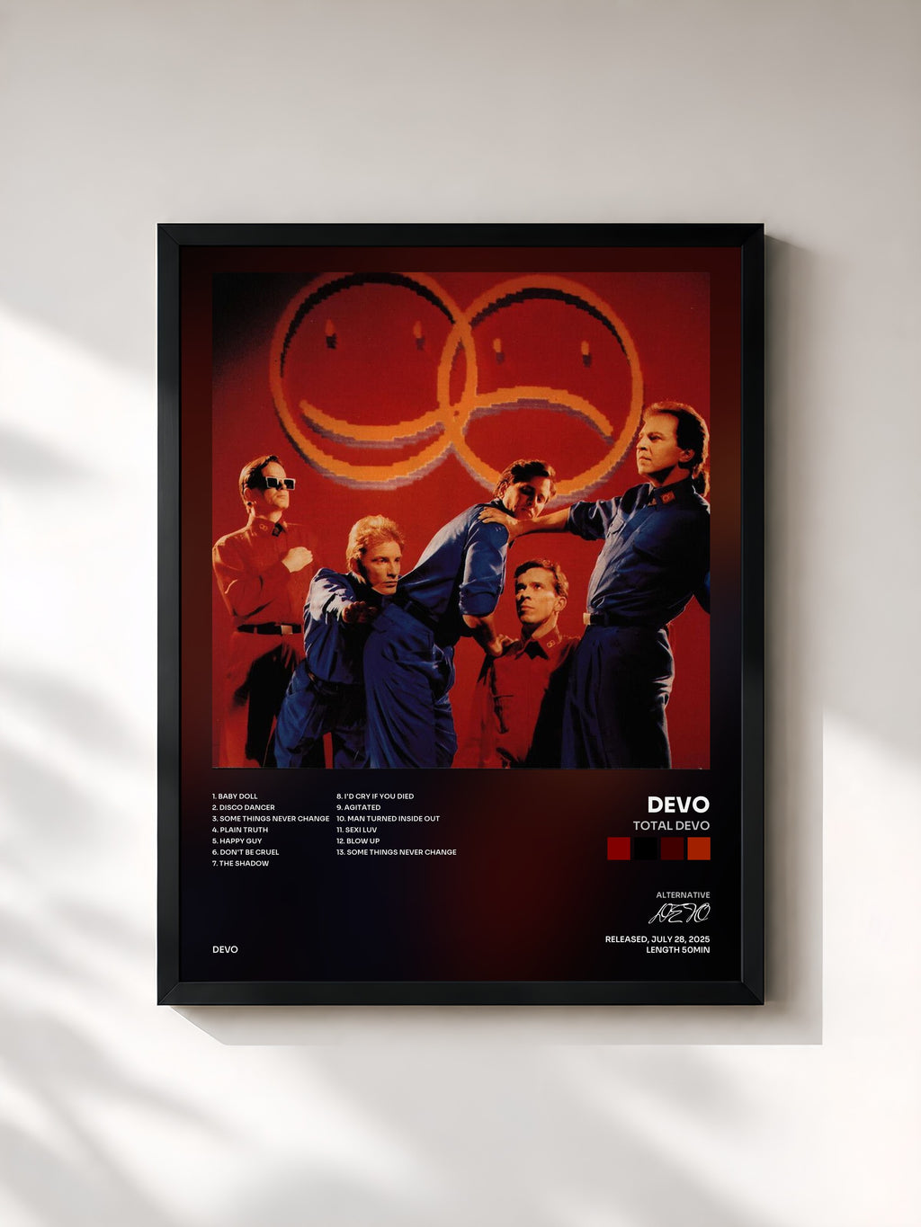 #noir Tableau de l'album Total Devo de DEVO, cadre noir, imprimé et encadré en France