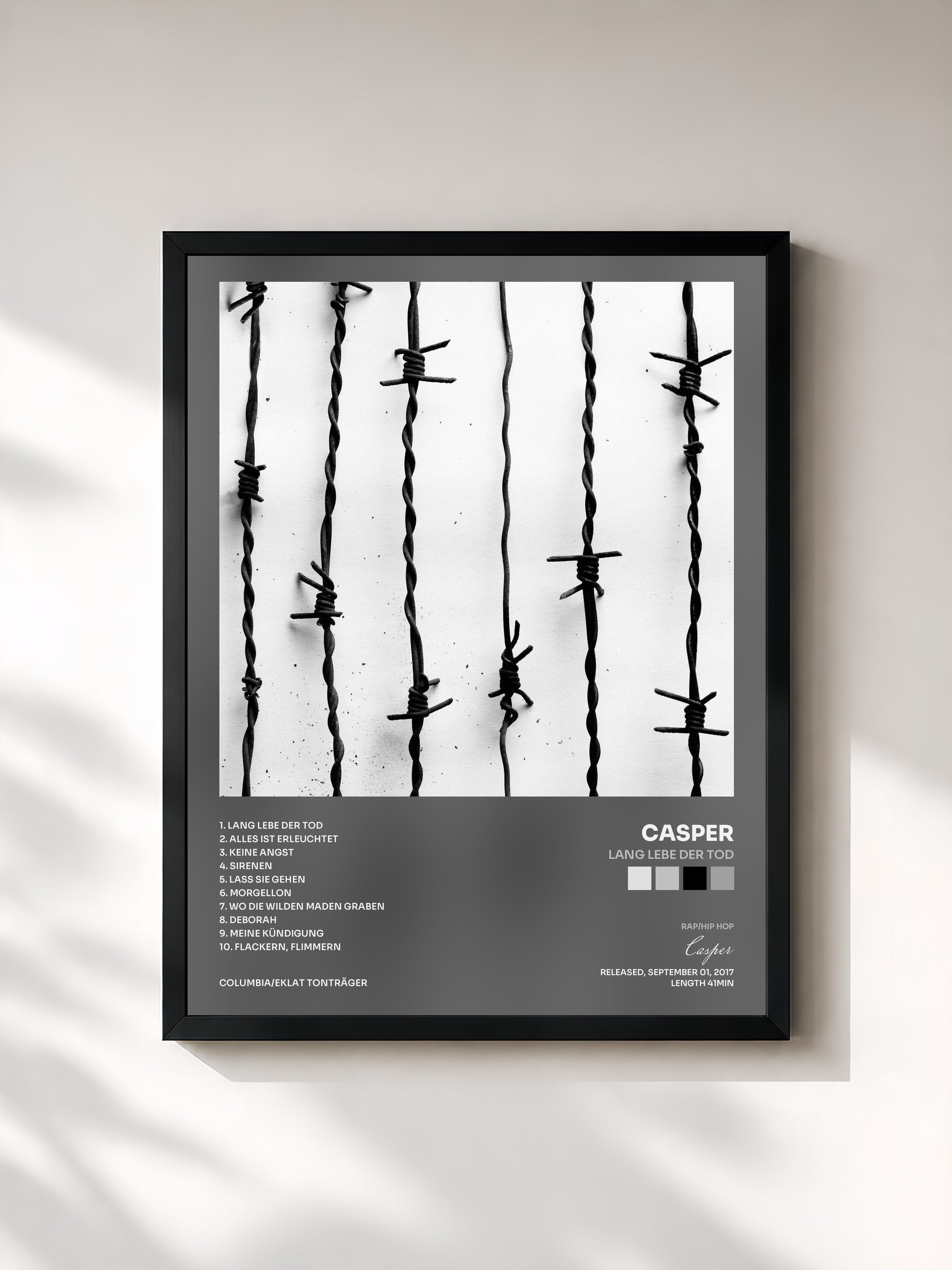 #noir Tableau de l'album Lang lebe der Tod de Casper, cadre noir, imprimé et encadré en France