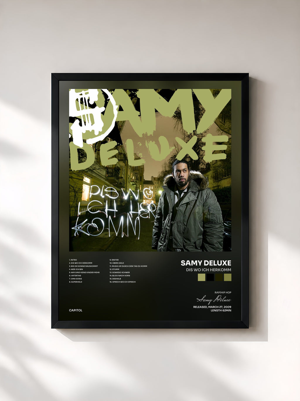 #noir Dis Wo Ich Herkomm de Samy Deluxe en lámina enmarcada, marco negro, impresa y enmarcada en Francia