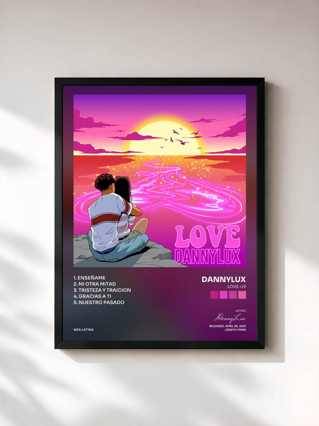 #noir Tableau de l'album Love </3 de DannyLux, cadre noir, imprimé et encadré en France