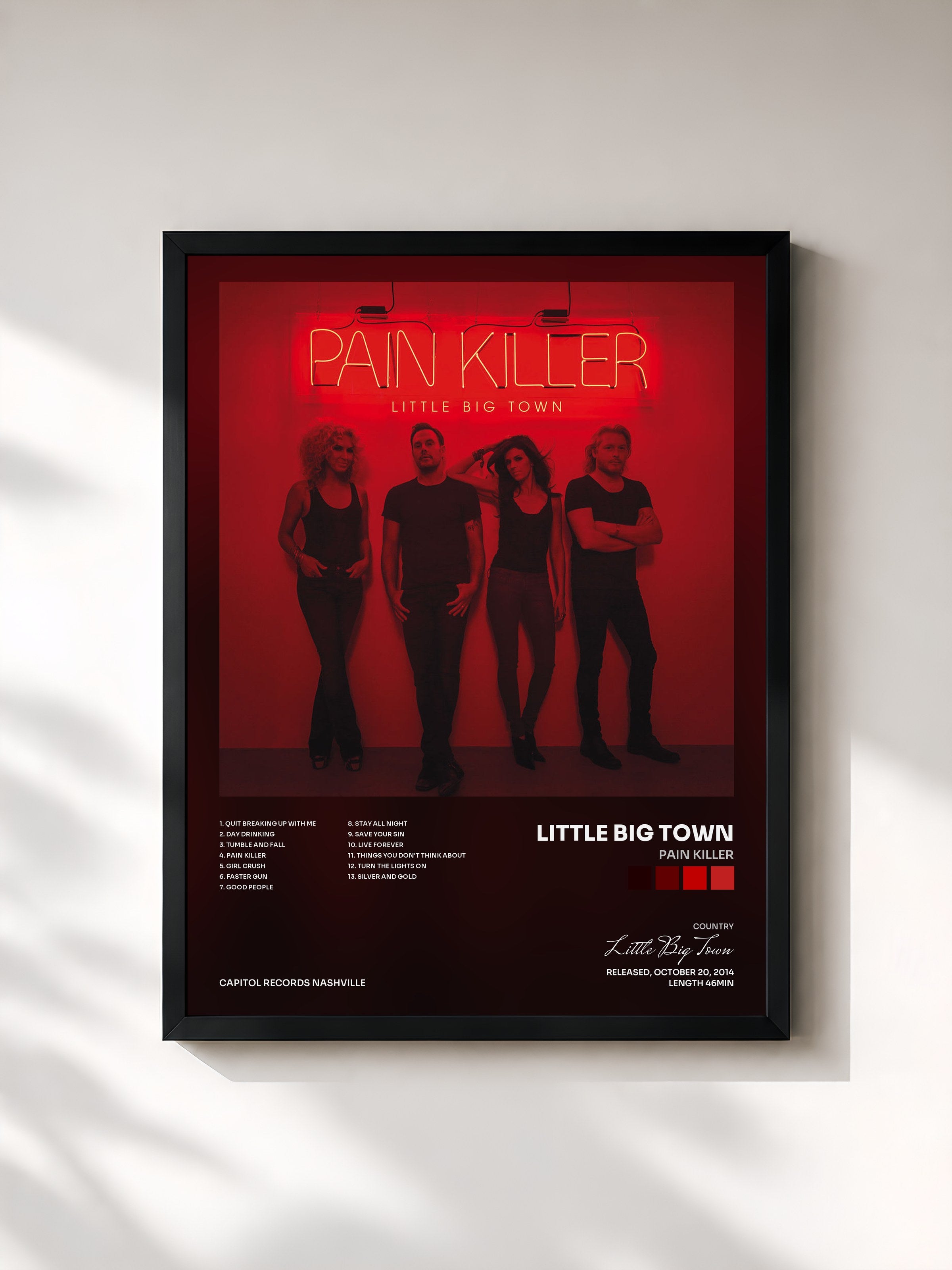 #noir Tableau de l'album Pain Killer de Little Big Town, cadre noir, imprimé et encadré en France