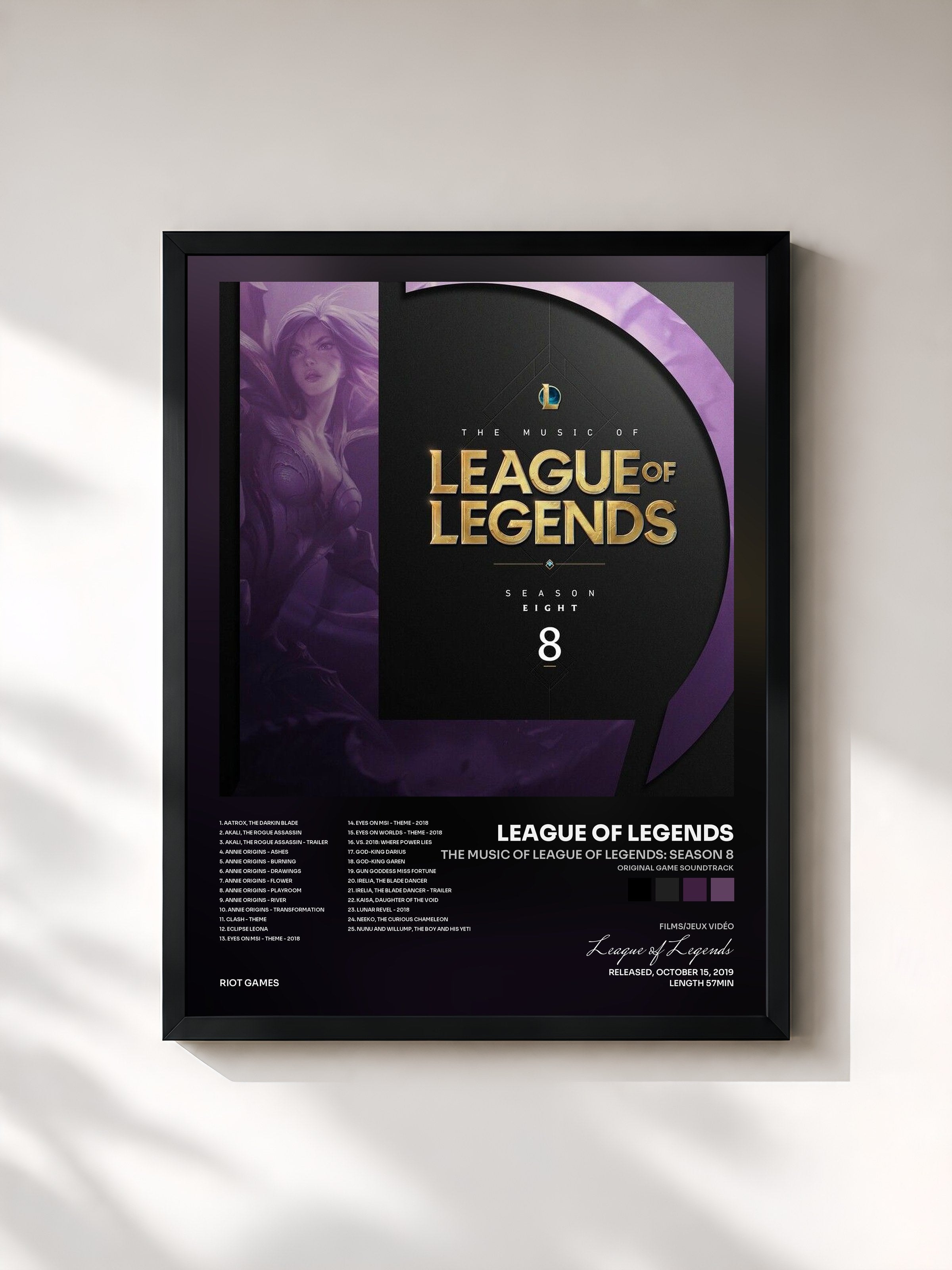 #noir Tableau de l'album The Music of League of Legends: Season 8 (Original Game Soundtrack) de League of Legends, cadre noir, imprimé et encadré en France