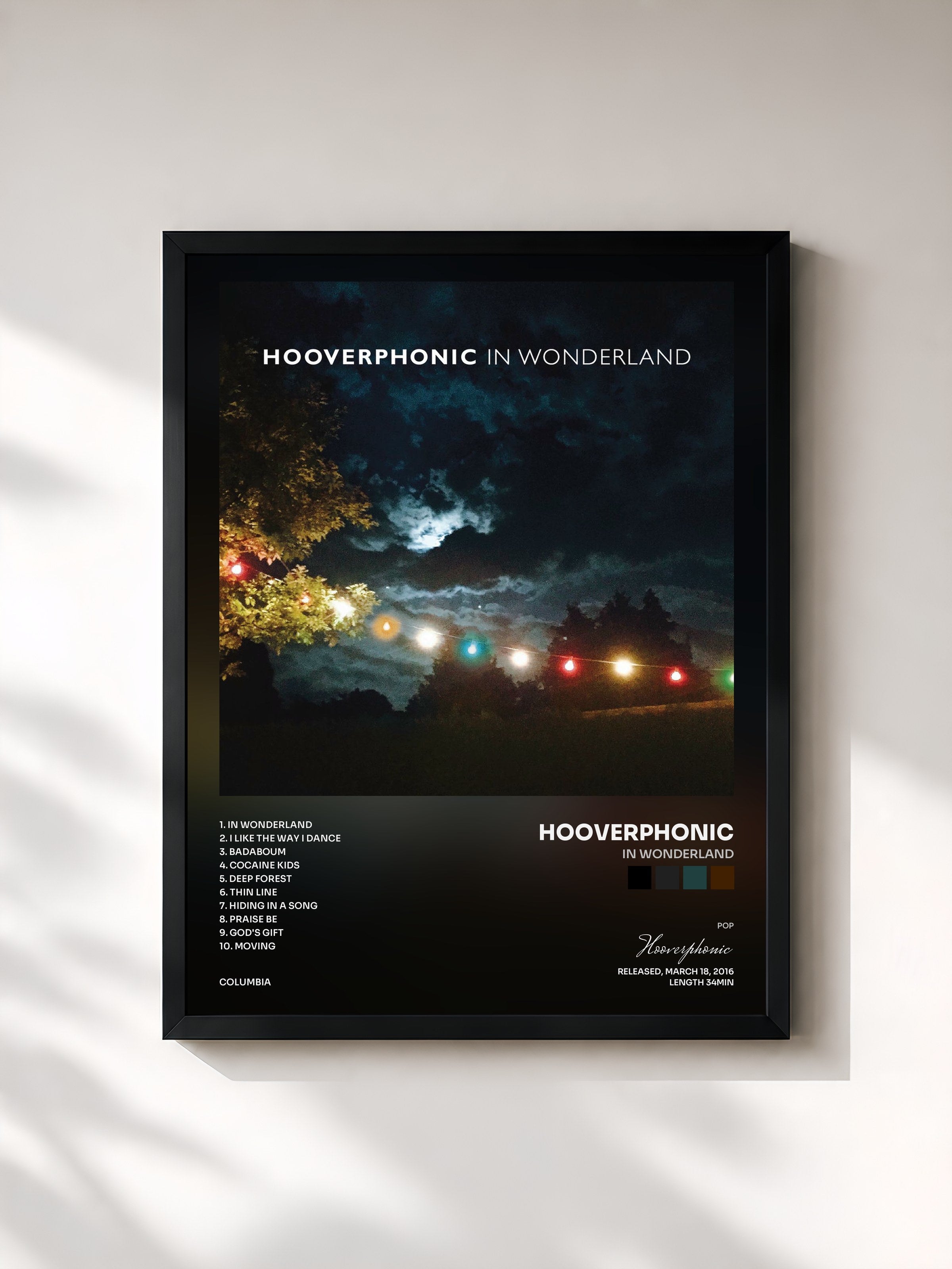 #noir Tableau de l'album In Wonderland de Hooverphonic, cadre noir, imprimé et encadré en France