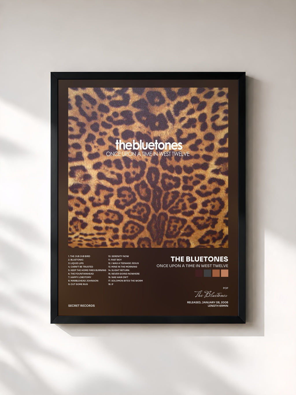 #noir Tableau de l'album Once Upon a Time in West Twelve de The Bluetones, cadre noir, imprimé et encadré en France