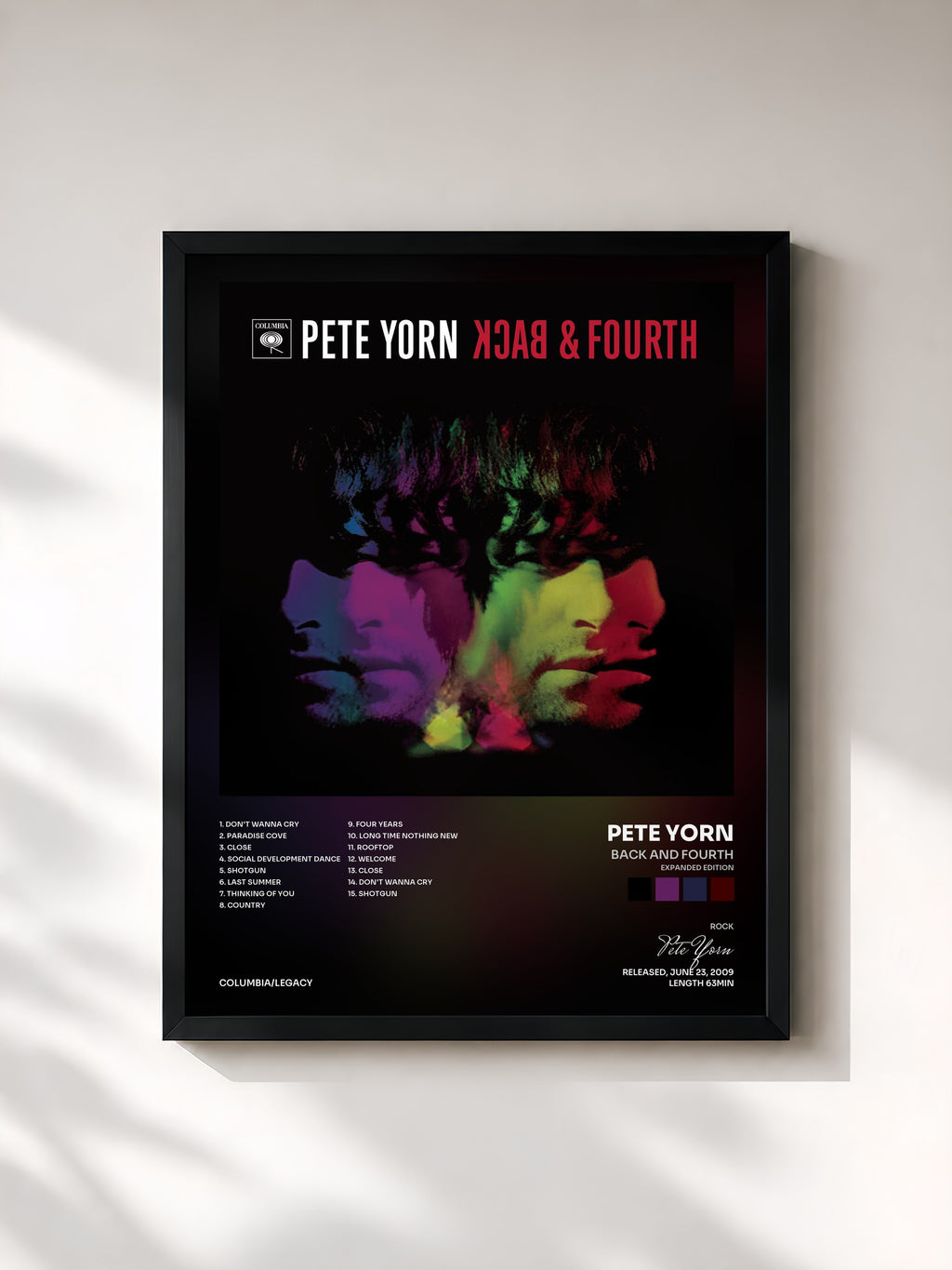 #noir Tableau de l'album Back and Fourth (Expanded Edition) de Pete Yorn, cadre noir, imprimé et encadré en France