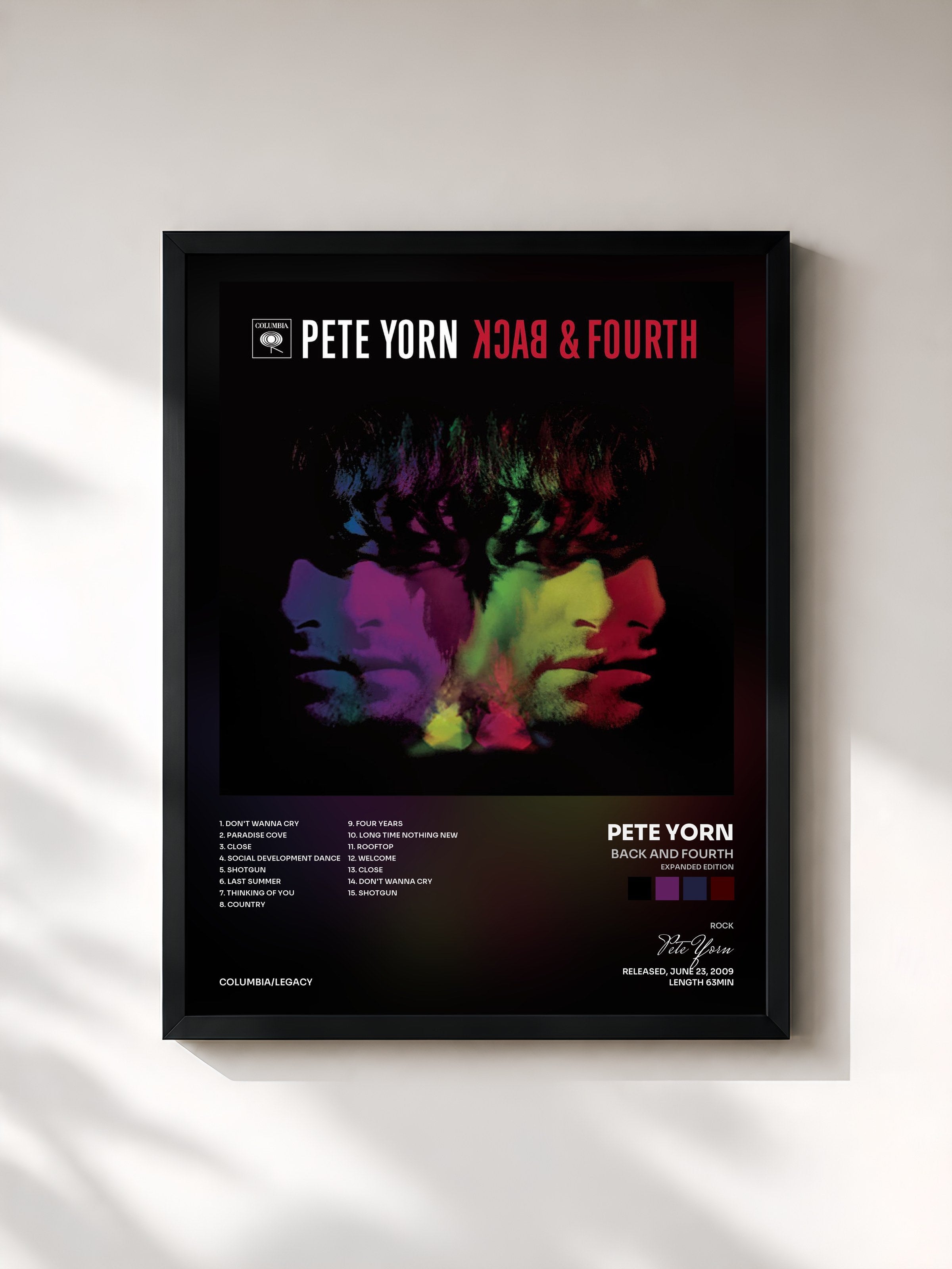 #noir Tableau de l'album Back and Fourth (Expanded Edition) de Pete Yorn, cadre noir, imprimé et encadré en France