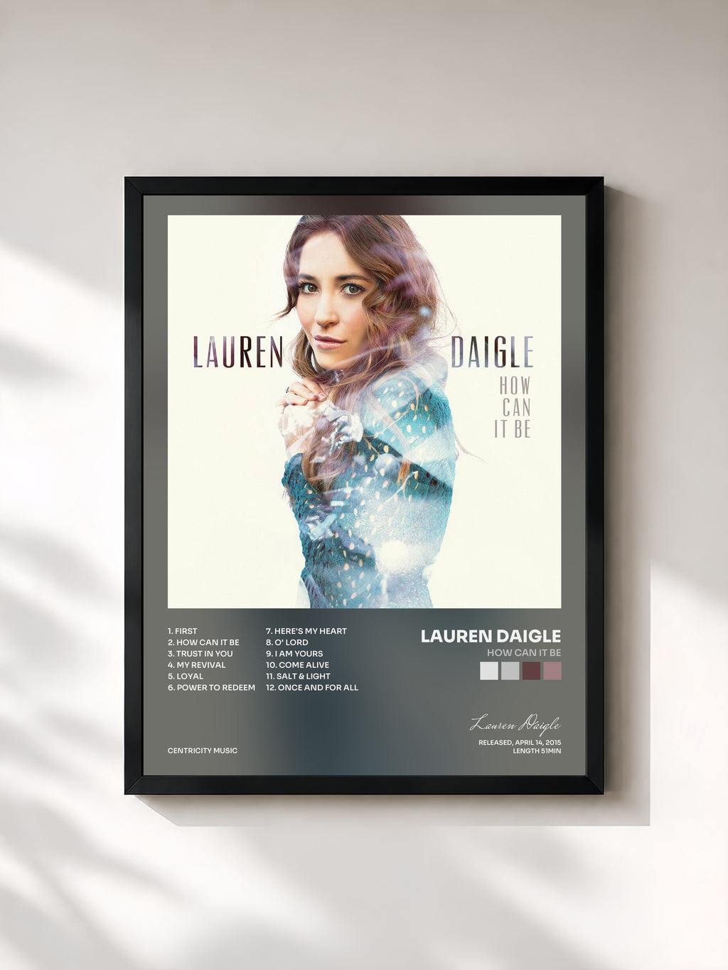 #noir Tableau de l'album How Can It Be de Lauren Daigle, cadre noir, imprimé et encadré en France