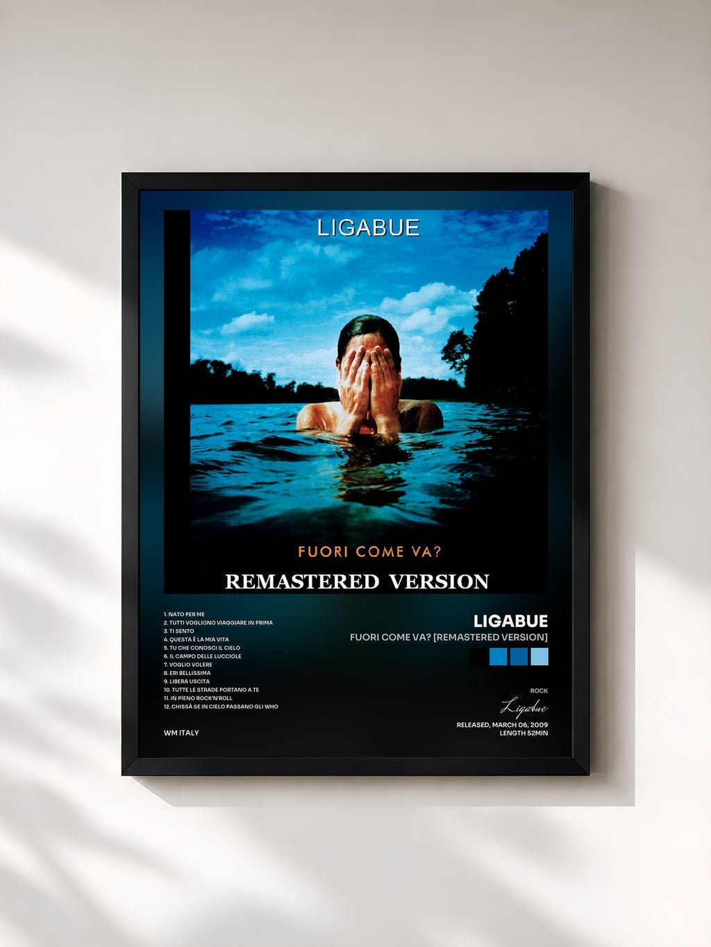 #noir Tableau de l'album Fuori come va? [Remastered Version] de Ligabue, cadre noir, imprimé et encadré en France