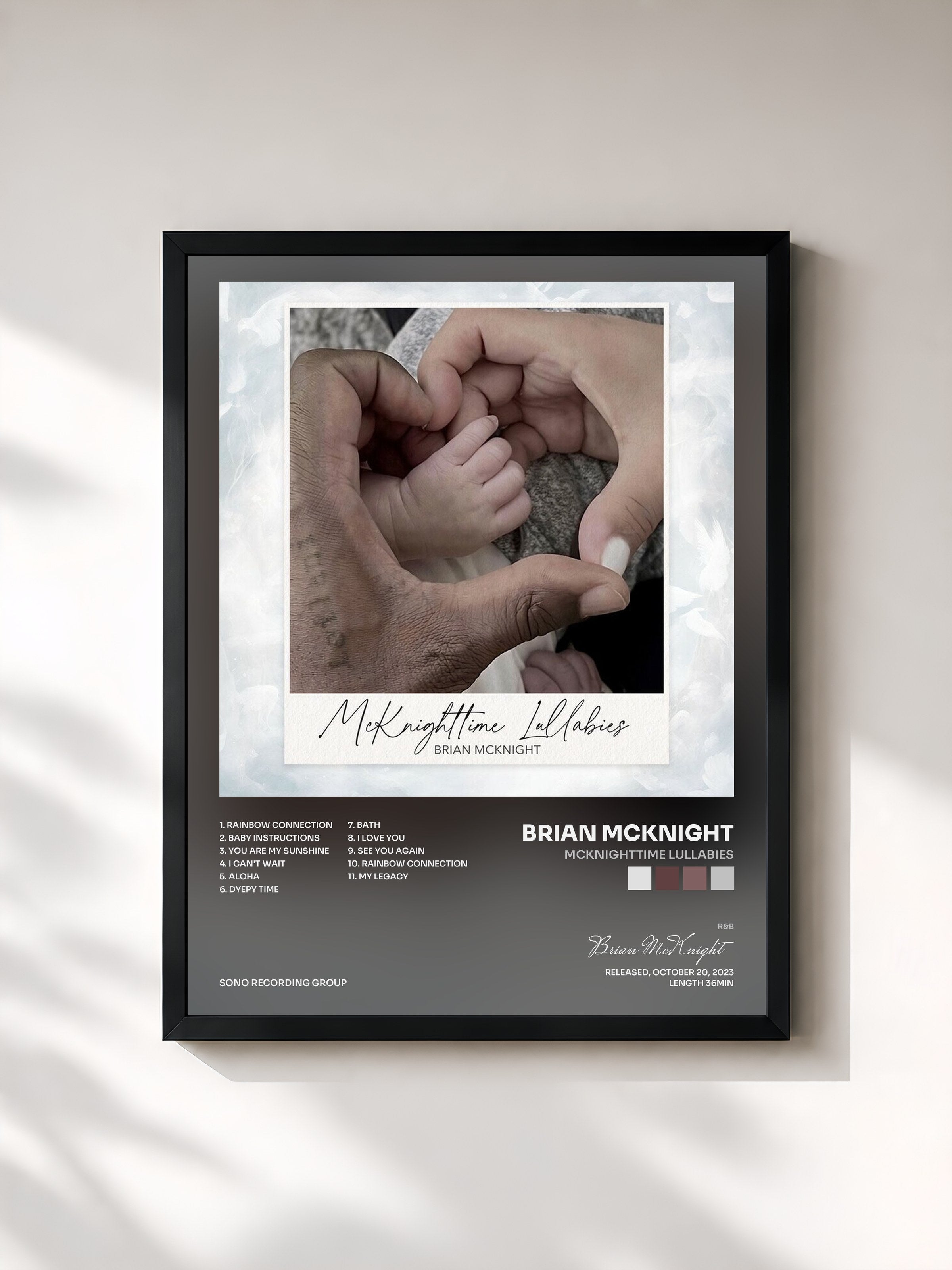 #noir Tableau de l'album McKnighttime Lullabies de Brian McKnight, cadre noir, imprimé et encadré en France