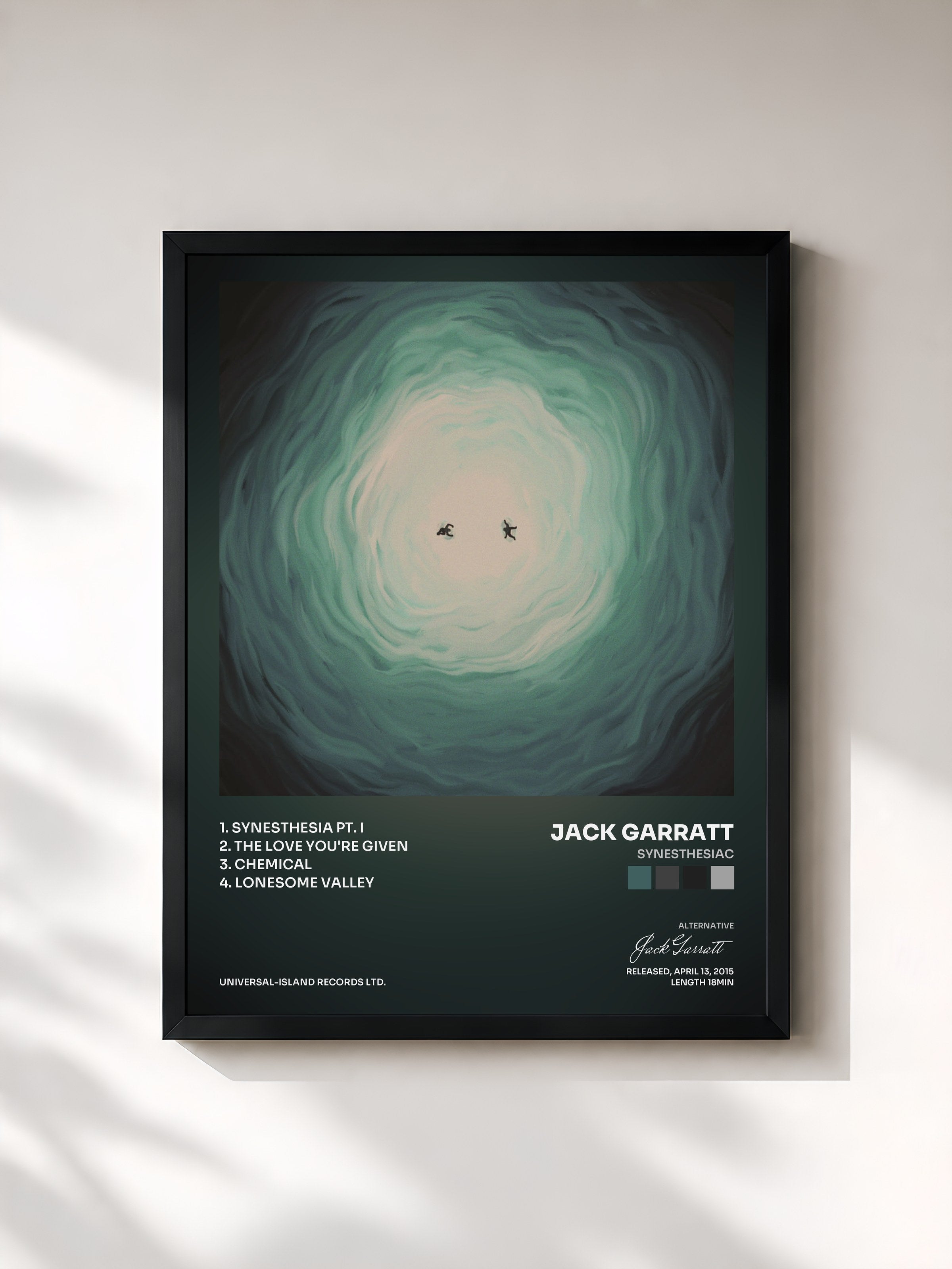 #noir Tableau de l'album Synesthesiac de Jack Garratt, cadre noir, imprimé et encadré en France