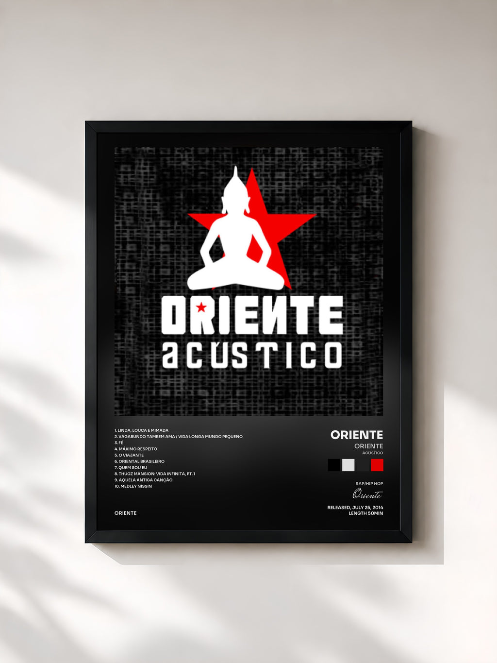 #noir Tableau de l'album Oriente (Acústico) de Oriente, cadre noir, imprimé et encadré en France