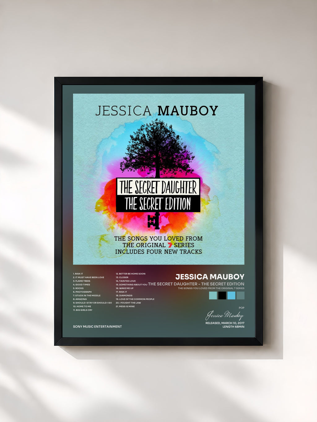 #noir Tableau de l'album The Secret Daughter - The Secret Edition (The Songs You Loved from the Original 7 Series) de Jessica Mauboy, cadre noir, imprimé et encadré en France