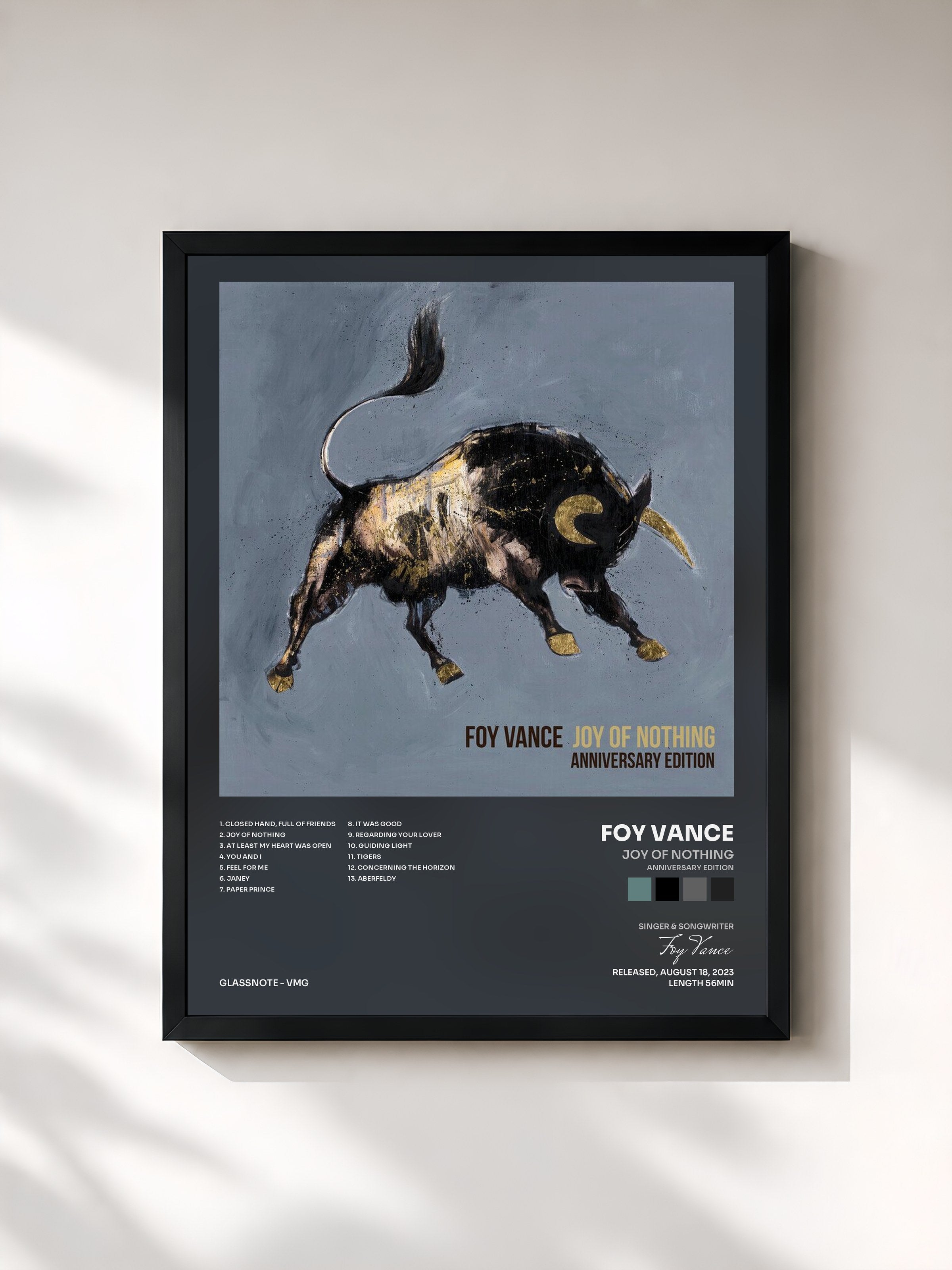 #noir Tableau de l'album Joy of Nothing (Anniversary Edition) de Foy Vance, cadre noir, imprimé et encadré en France
