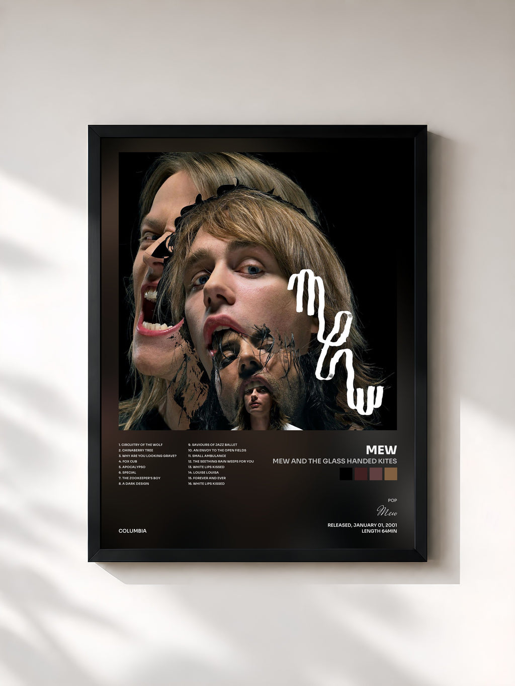 #noir Tableau de l'album Mew And The Glass Handed Kites de Mew, cadre noir, imprimé et encadré en France