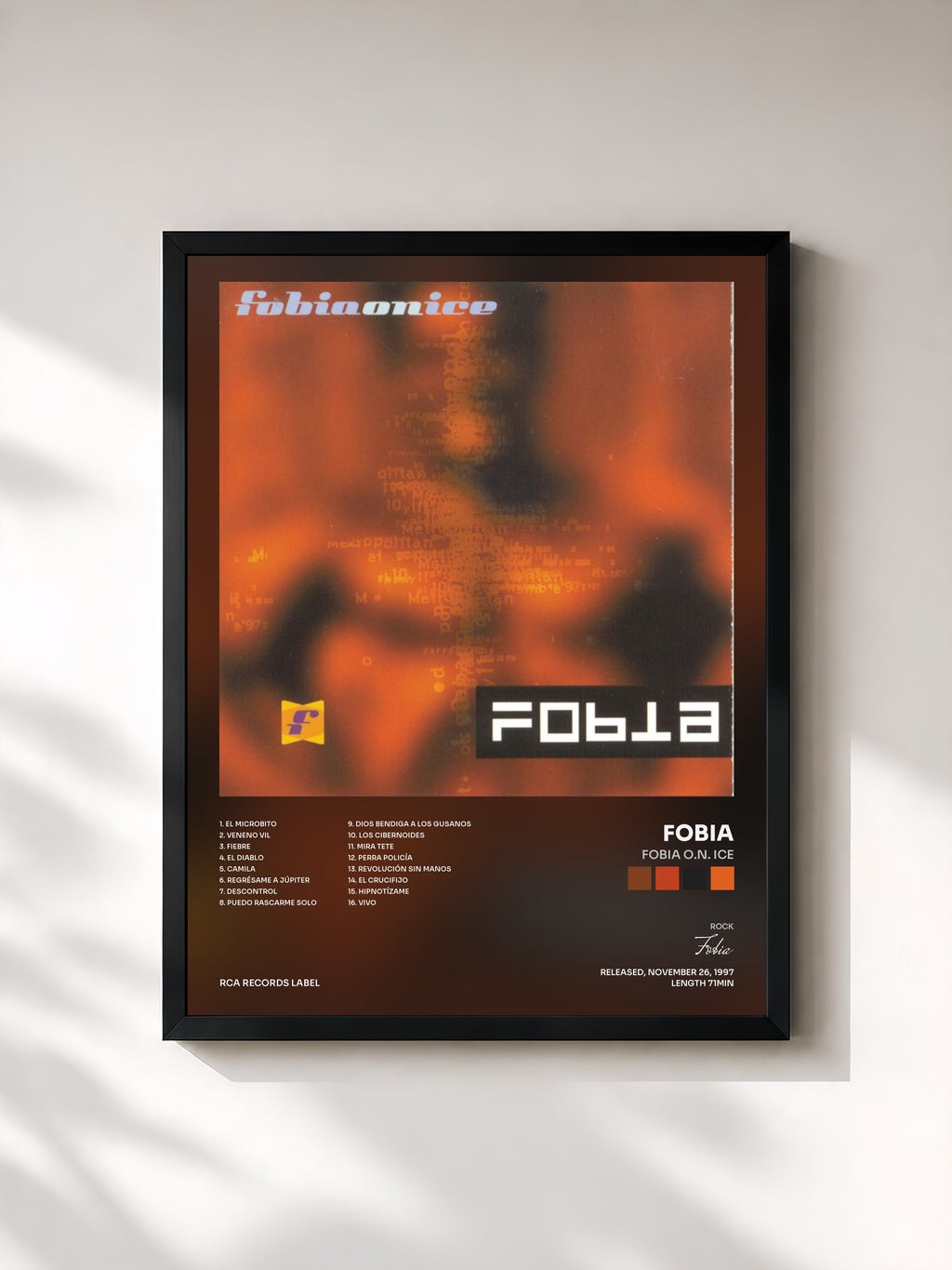 #noir Tableau de l'album Fobia O.N. Ice de Fobia, cadre noir, imprimé et encadré en France