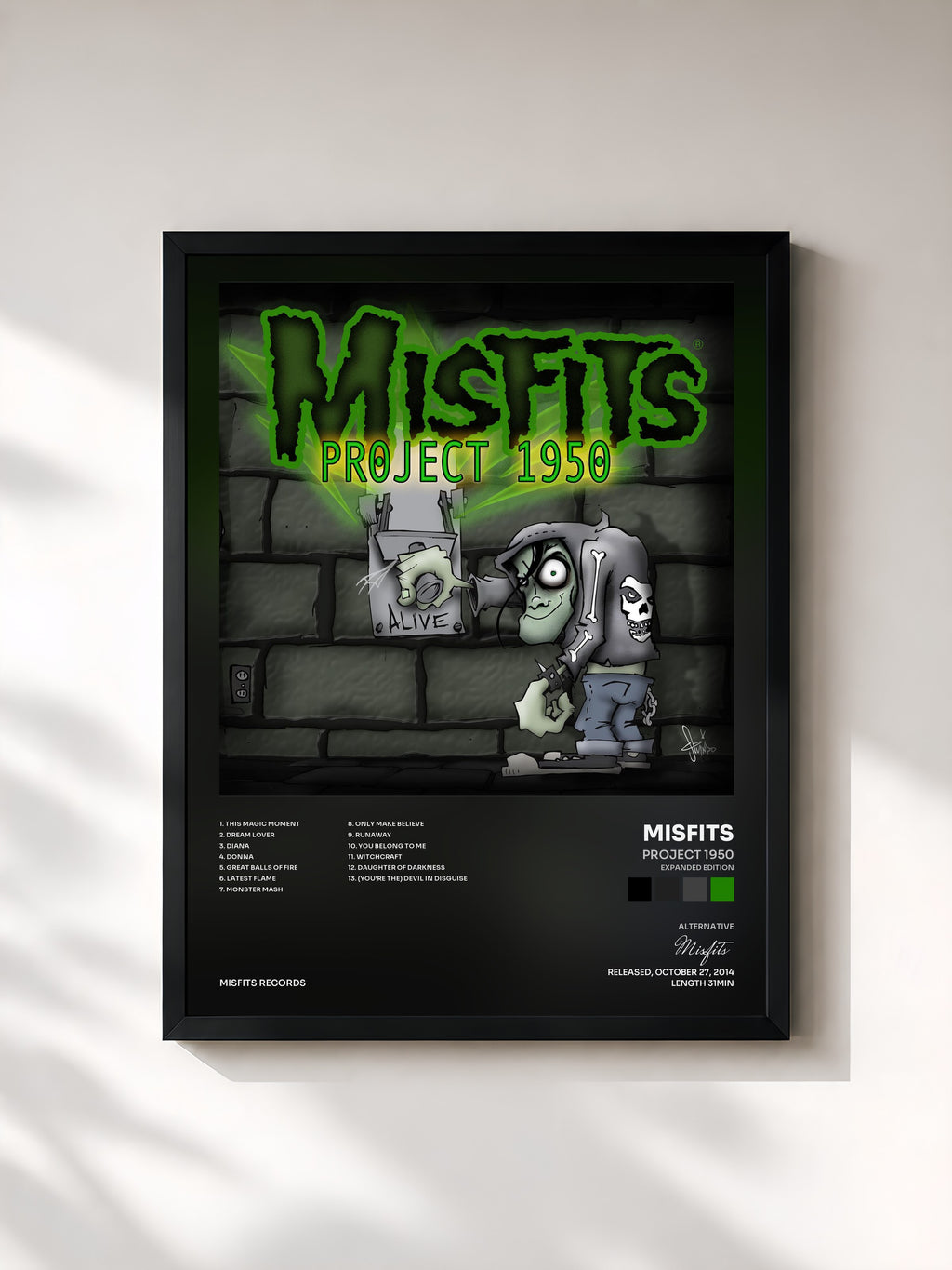 #noir Tableau de l'album Project 1950 (Expanded Edition) de Misfits, cadre noir, imprimé et encadré en France