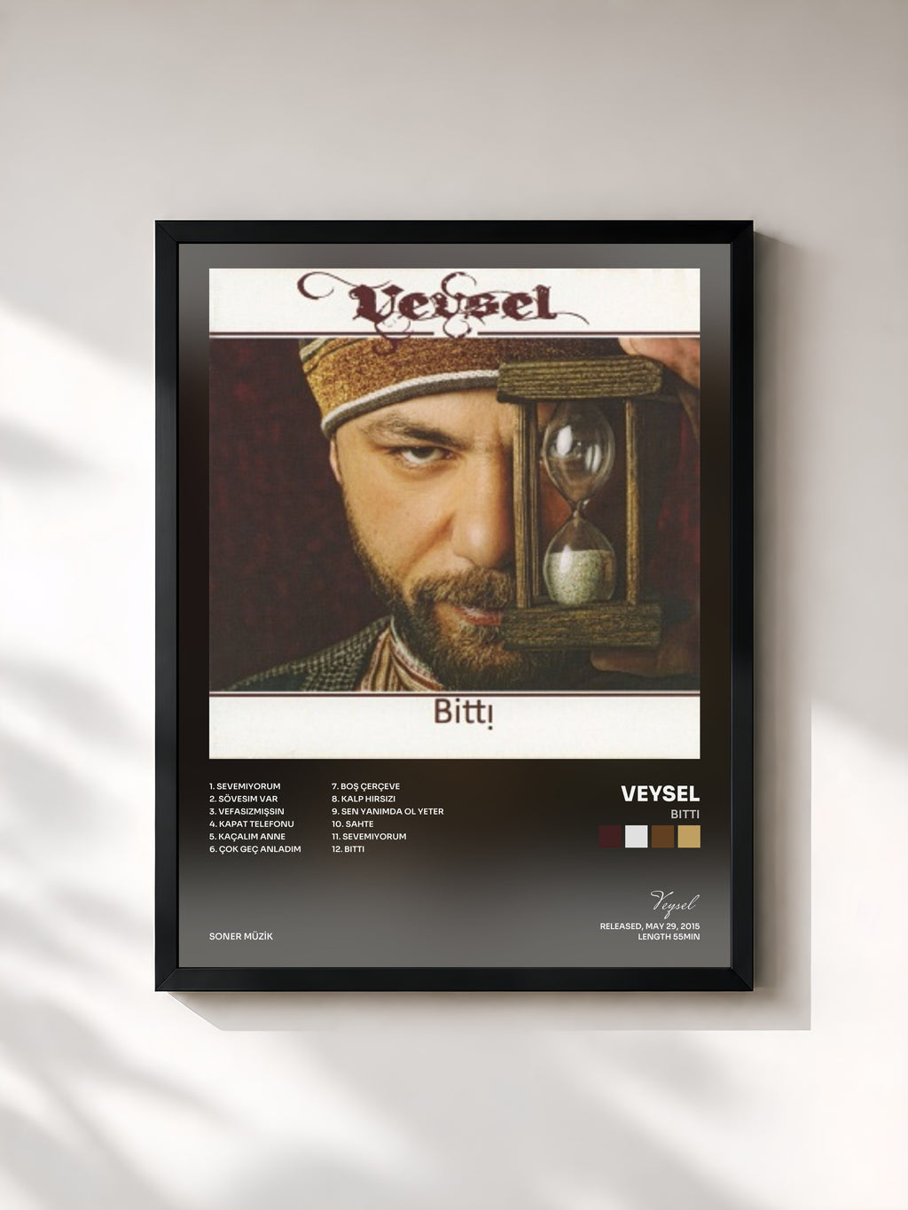 #noir Tableau de l'album Bitti de Veysel, cadre noir, imprimé et encadré en France