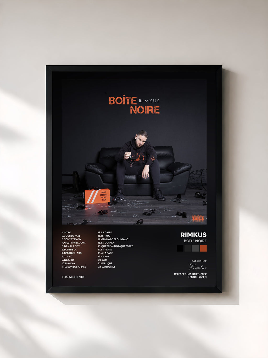 #noir Tableau de l'album Boîte Noire de Rimkus, cadre noir, imprimé et encadré en France