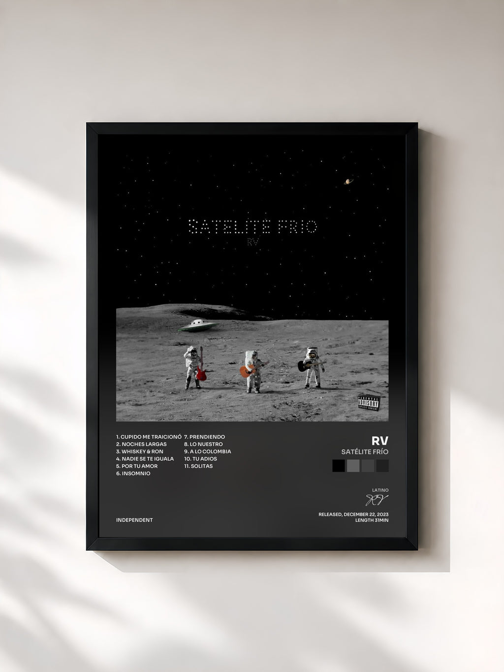 #noir Tableau de l'album Satélite Frío de RV, cadre noir, imprimé et encadré en France
