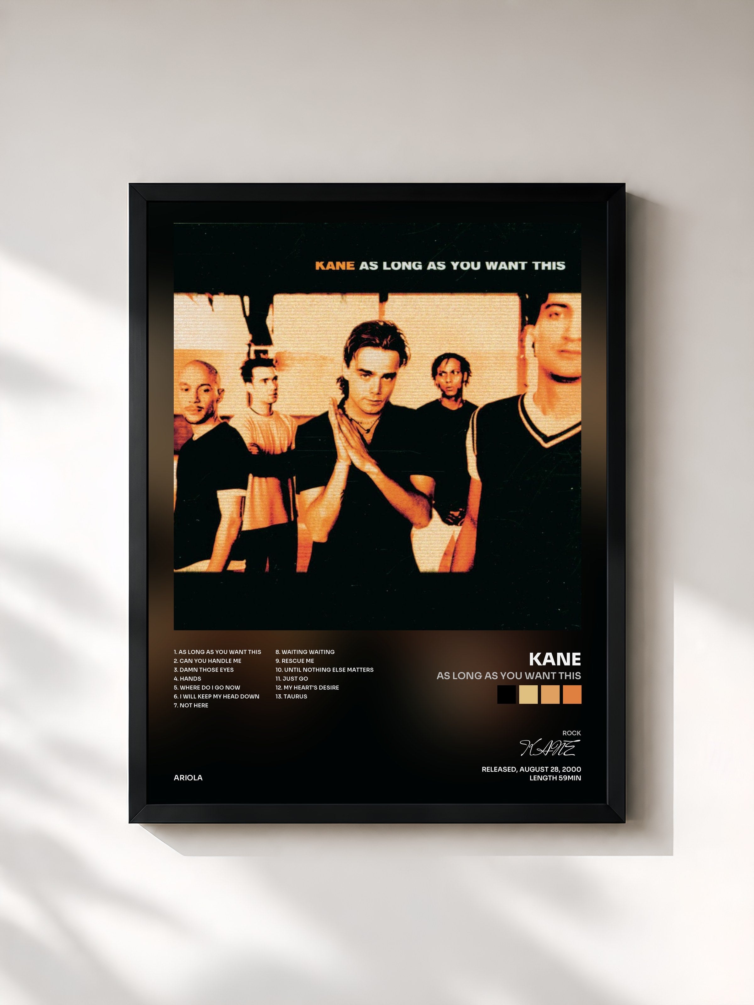 #noir Tableau de l'album As Long As You Want This de KANE, cadre noir, imprimé et encadré en France