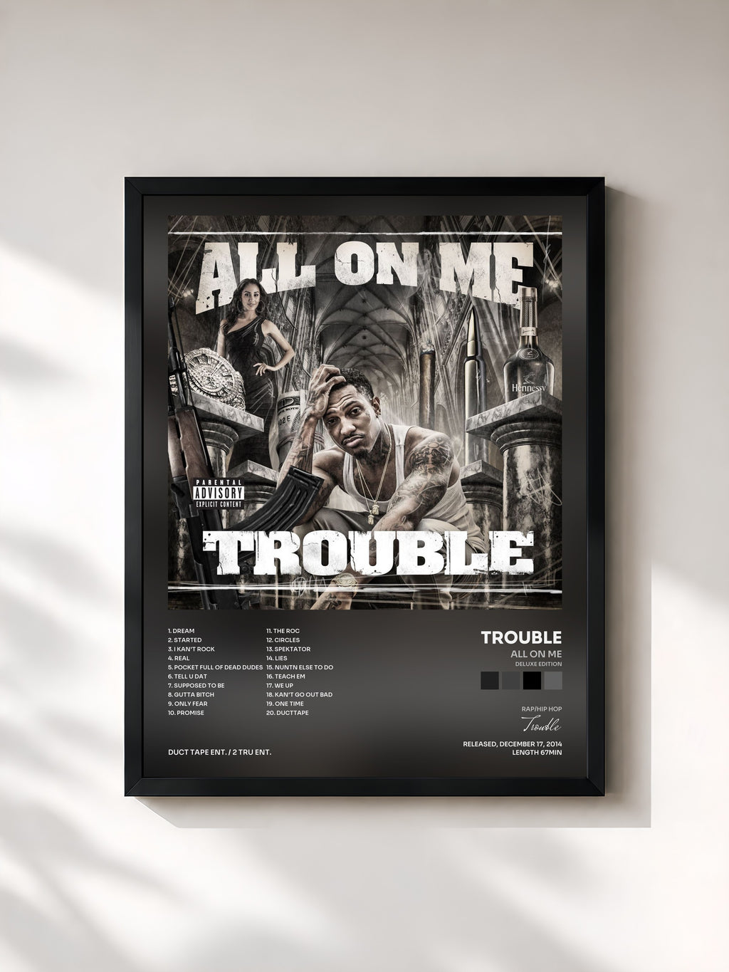 #noir Tableau de l'album All On Me (Deluxe Edition) de Trouble, cadre noir, imprimé et encadré en France