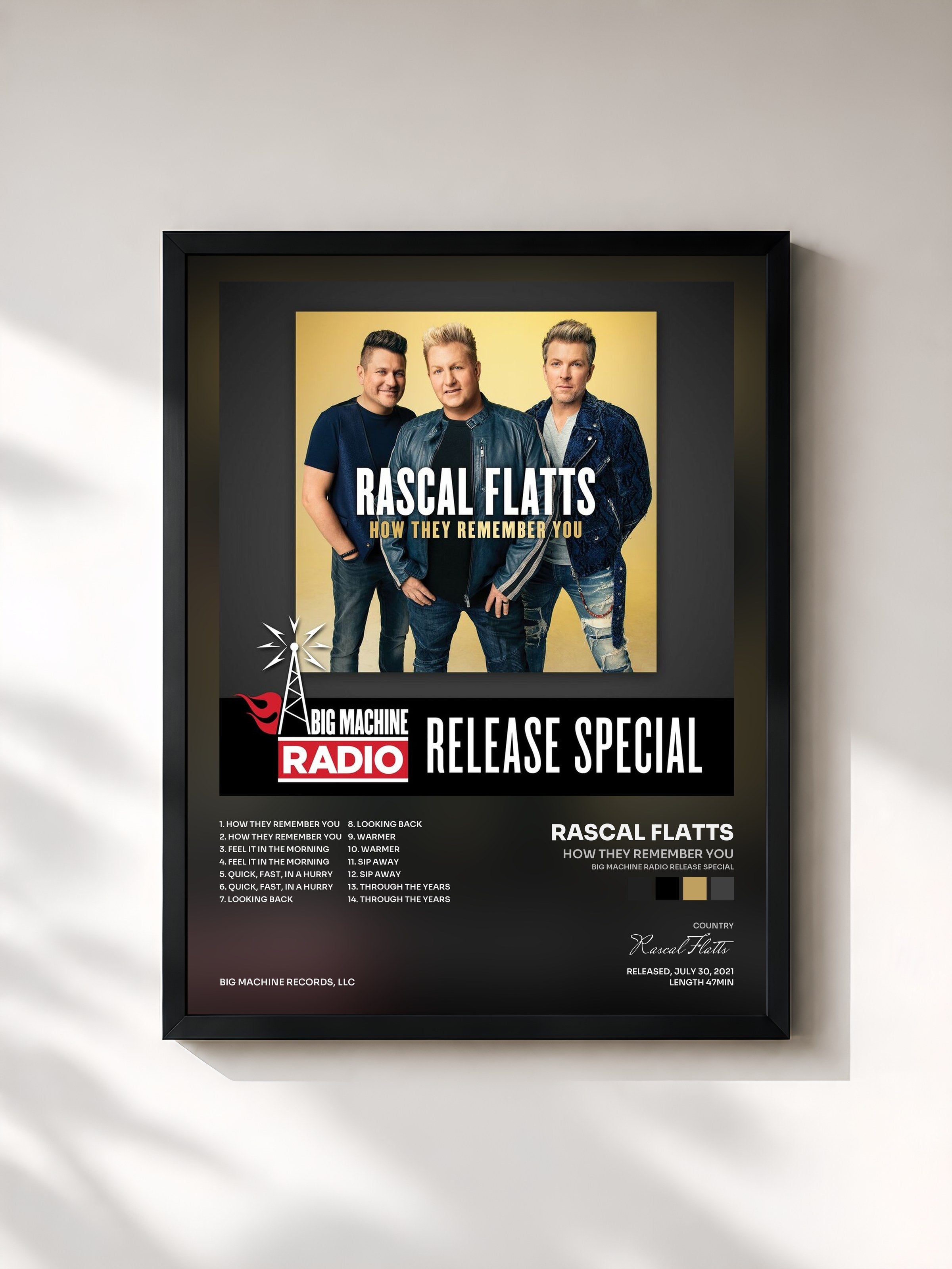 #noir Tableau de l'album How They Remember You (Big Machine Radio Release Special) de Rascal Flatts, cadre noir, imprimé et encadré en France
