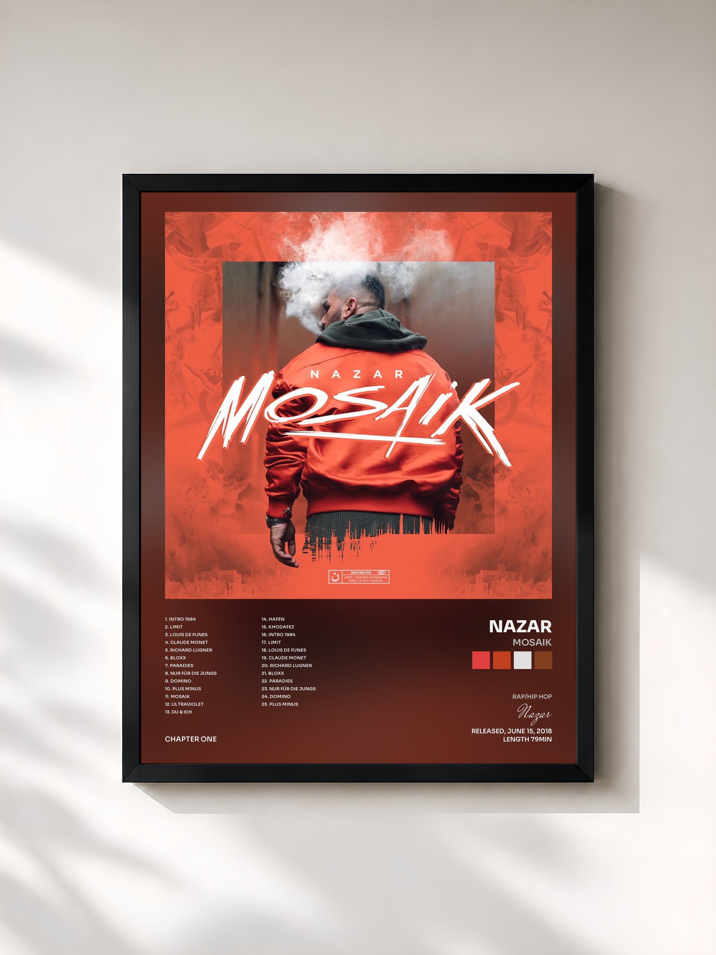 #noir Tableau de l'album Mosaik de Nazar, cadre noir, imprimé et encadré en France