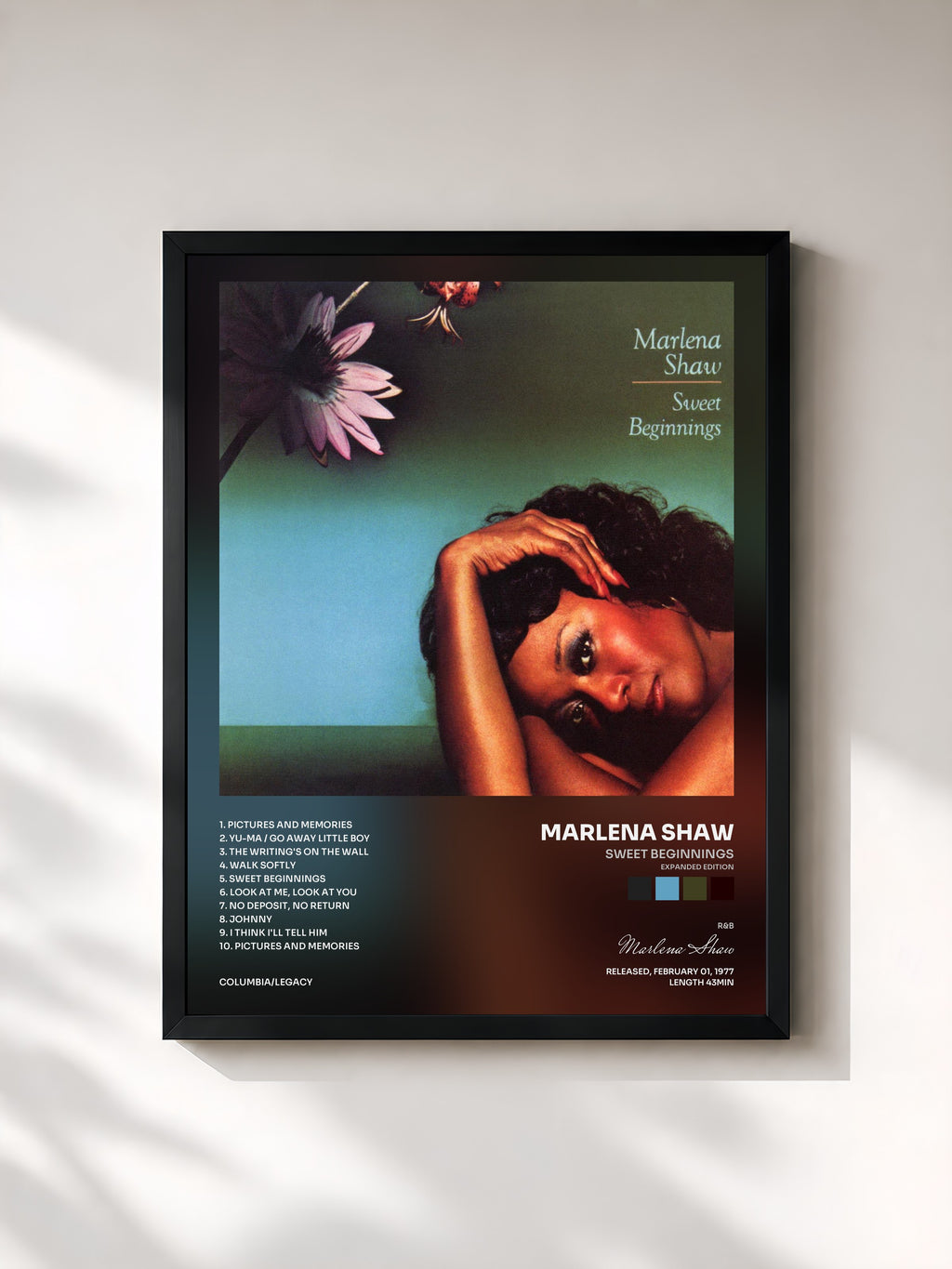 #noir Tableau de l'album Sweet Beginnings (Expanded Edition) de Marlena Shaw, cadre noir, imprimé et encadré en France