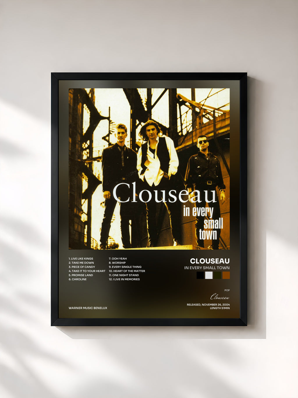 #noir Tableau de l'album In Every Small Town de Clouseau, cadre noir, imprimé et encadré en France