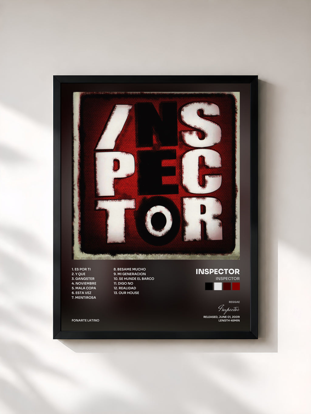 #noir Tableau de l'album Inspector de Inspector, cadre noir, imprimé et encadré en France