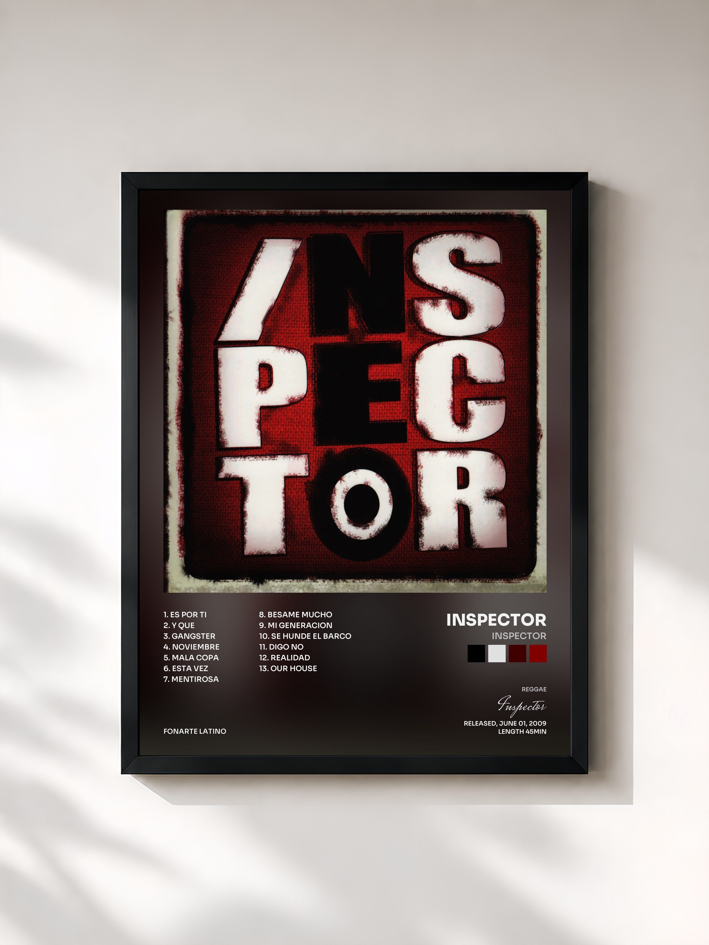 #noir Tableau de l'album Inspector de Inspector, cadre noir, imprimé et encadré en France