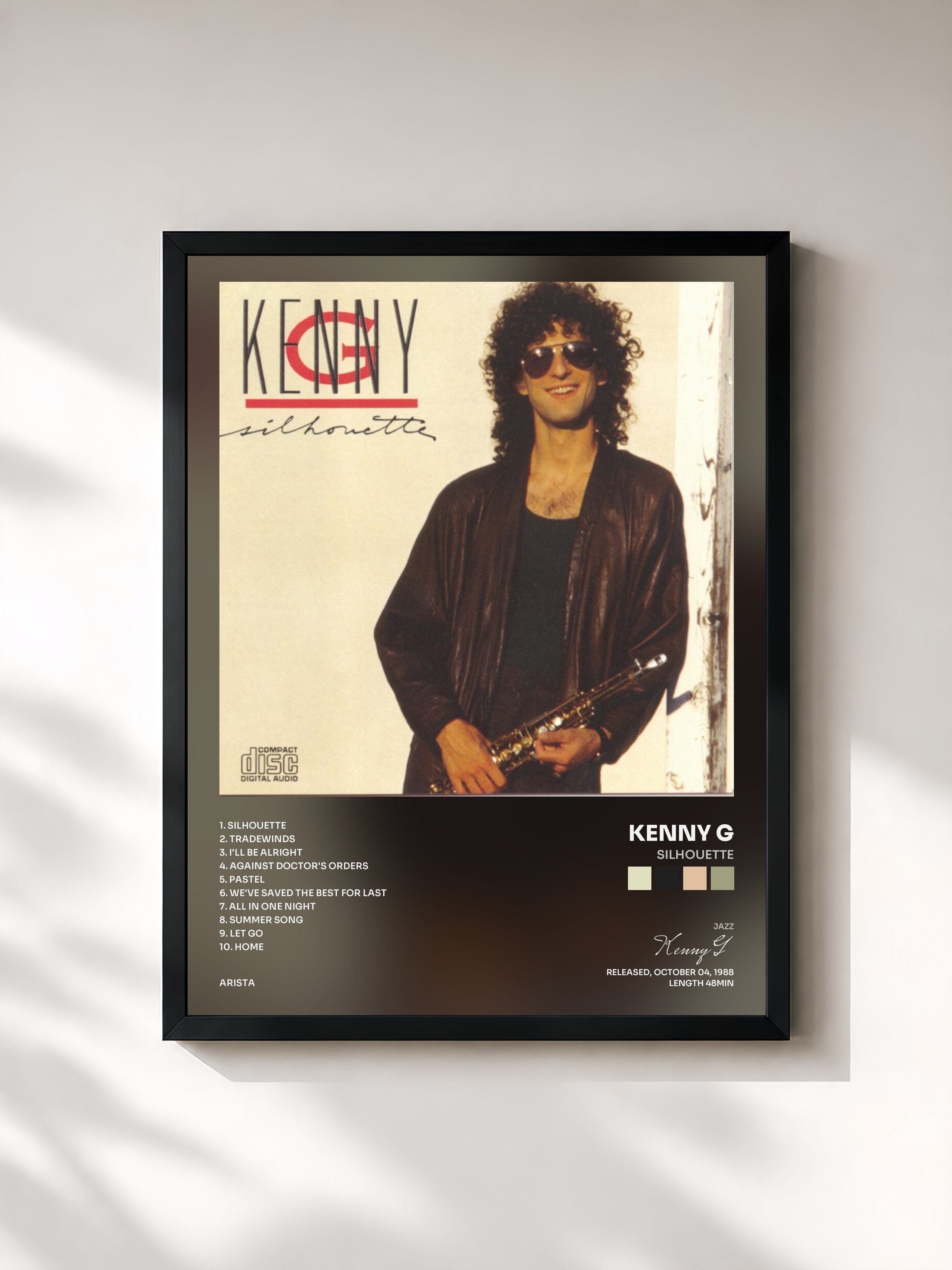 #noir Tableau de l'album Silhouette de Kenny G, cadre noir, imprimé et encadré en France