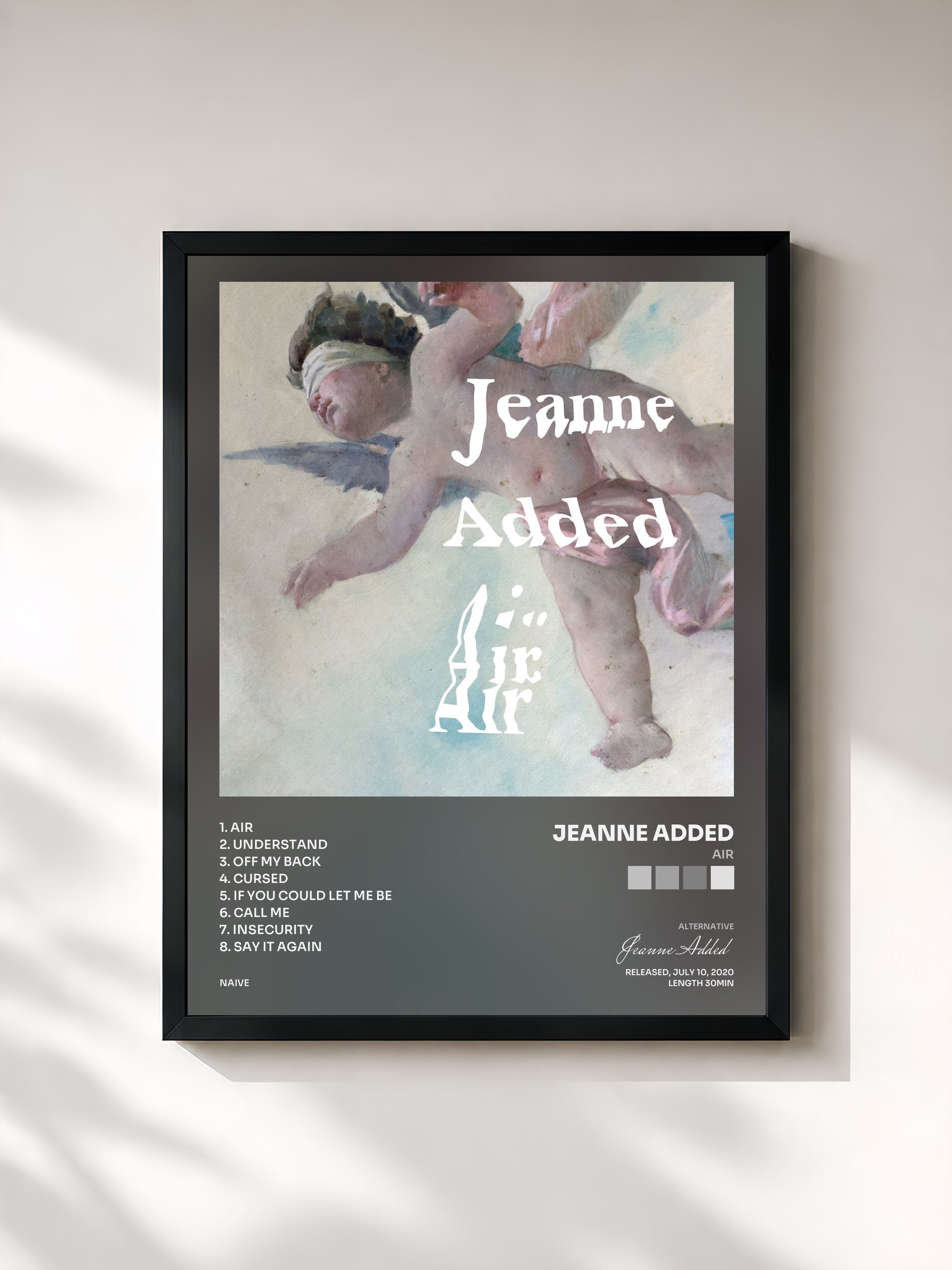 #noir Tableau de l'album Air de Jeanne Added, cadre noir, imprimé et encadré en France