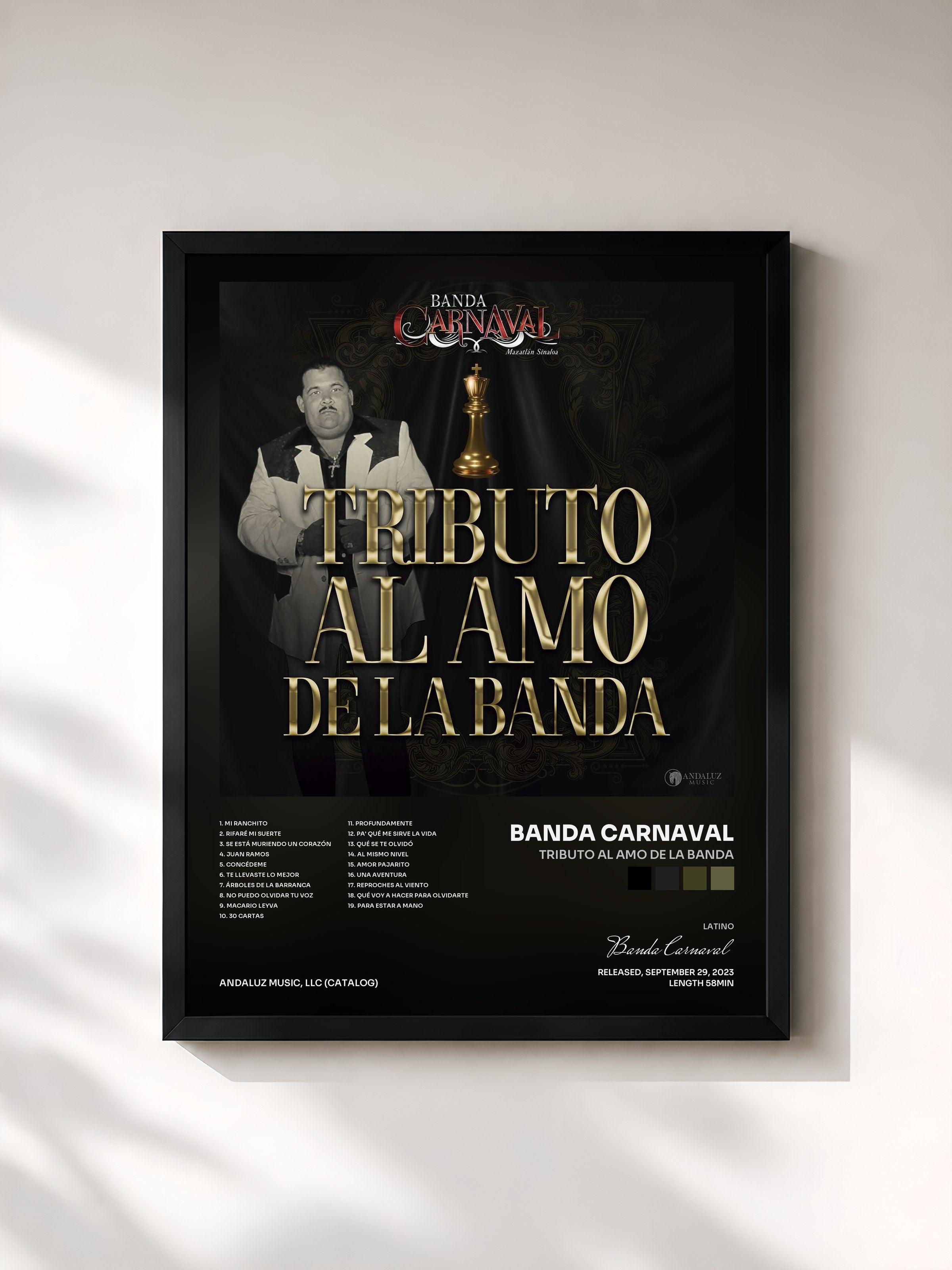#noir Tableau de l'album Tributo Al Amo De La Banda de Banda Carnaval, cadre noir, imprimé et encadré en France