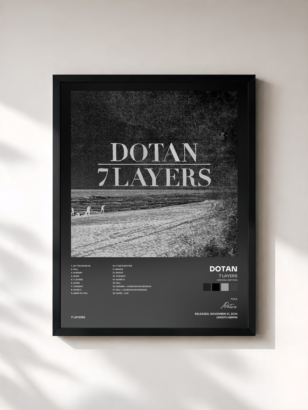 #noir Tableau de l'album 7 Layers (Special Edition) de Dotan, cadre noir, imprimé et encadré en France