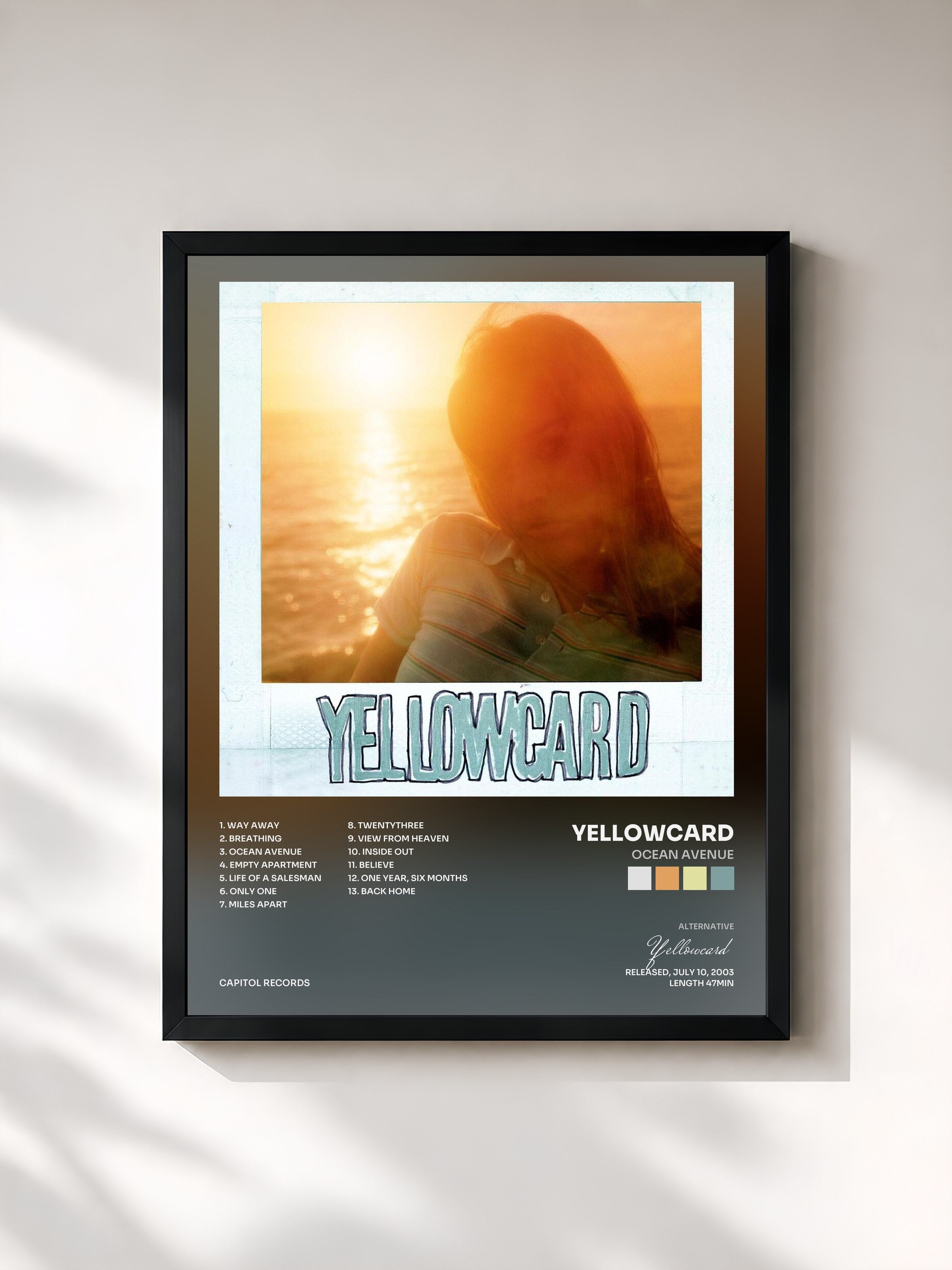 #noir Tableau de l'album Ocean Avenue de Yellowcard, cadre noir, imprimé et encadré en France