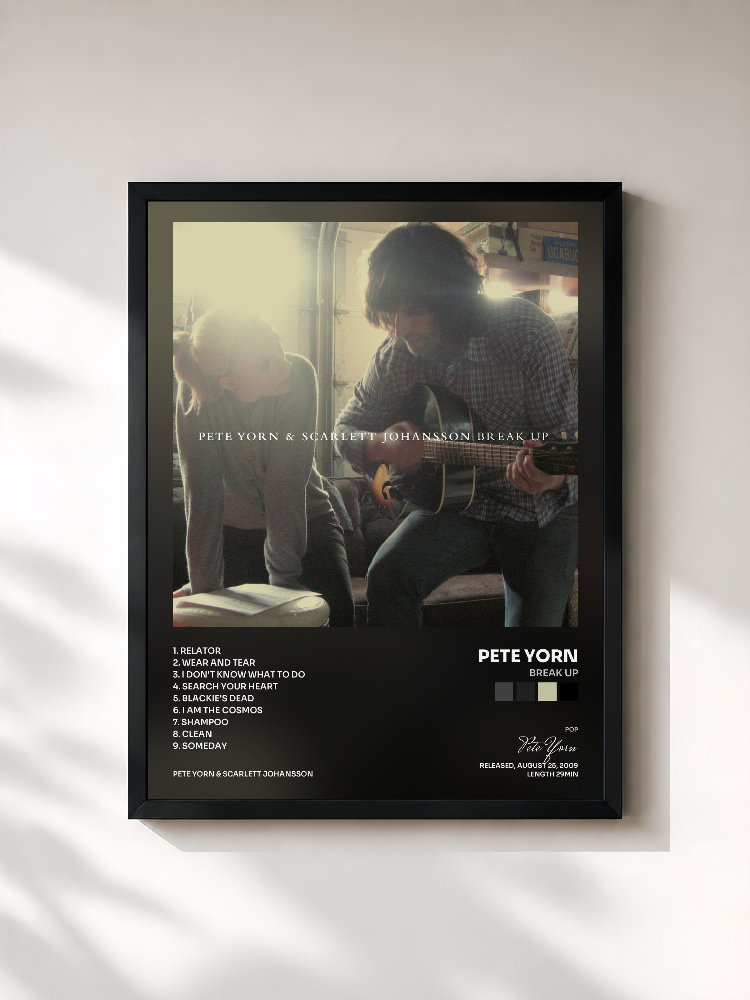 #noir Tableau de l'album Break Up de Pete Yorn, cadre noir, imprimé et encadré en France