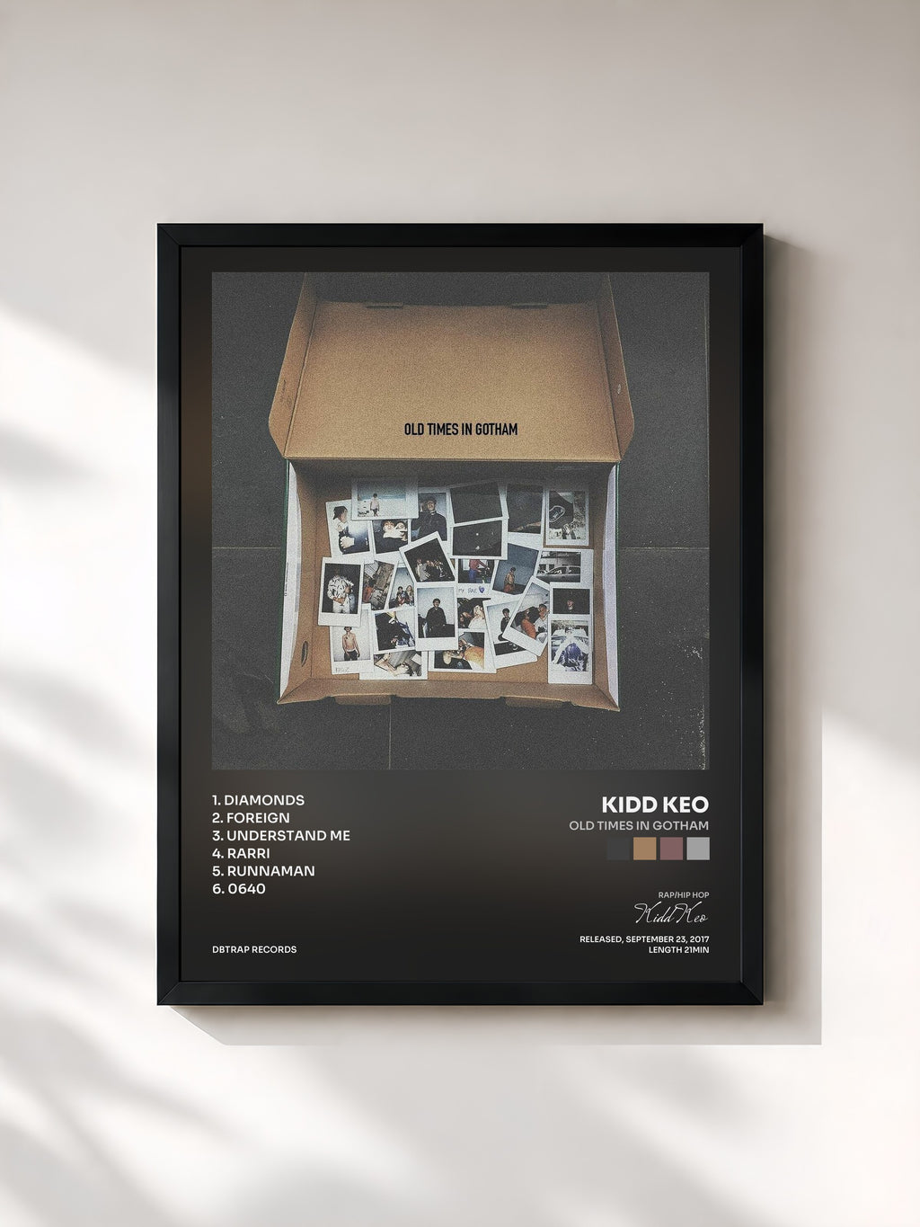 #noir Tableau de l'album Old Times in Gotham de Kidd Keo, cadre noir, imprimé et encadré en France