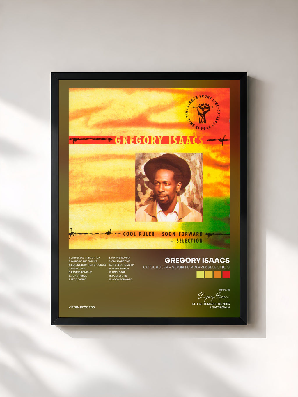 #noir Tableau de l'album Cool Ruler - Soon Forward: Selection de Gregory Isaacs, cadre noir, imprimé et encadré en France