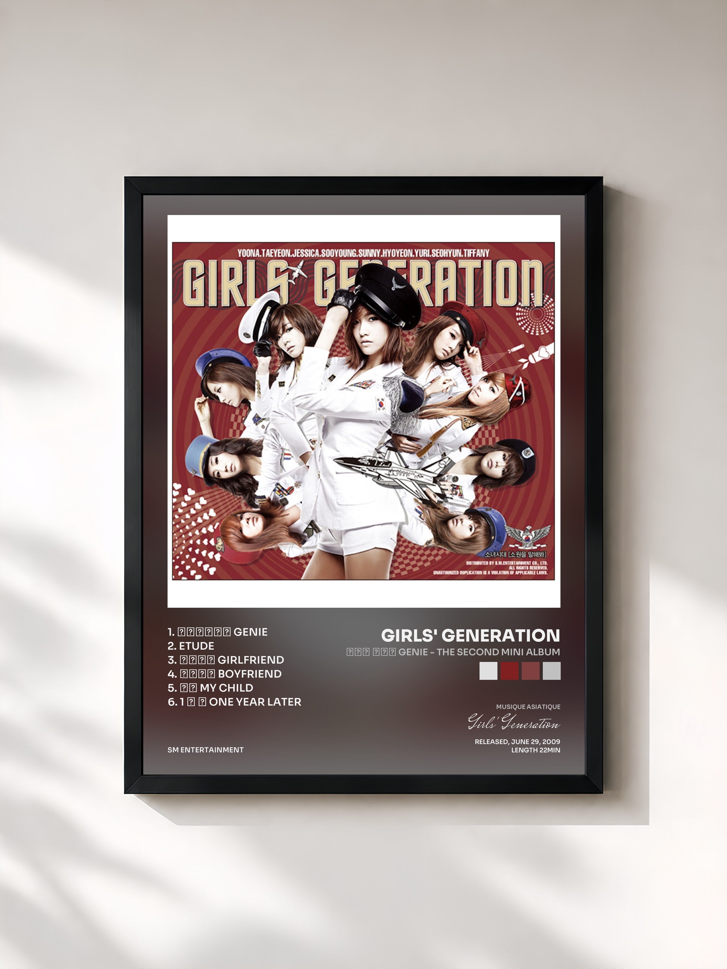 #noir Tableau de l'album 소원을 말해봐 Genie - The Second Mini Album de Girls' Generation, cadre noir, imprimé et encadré en France
