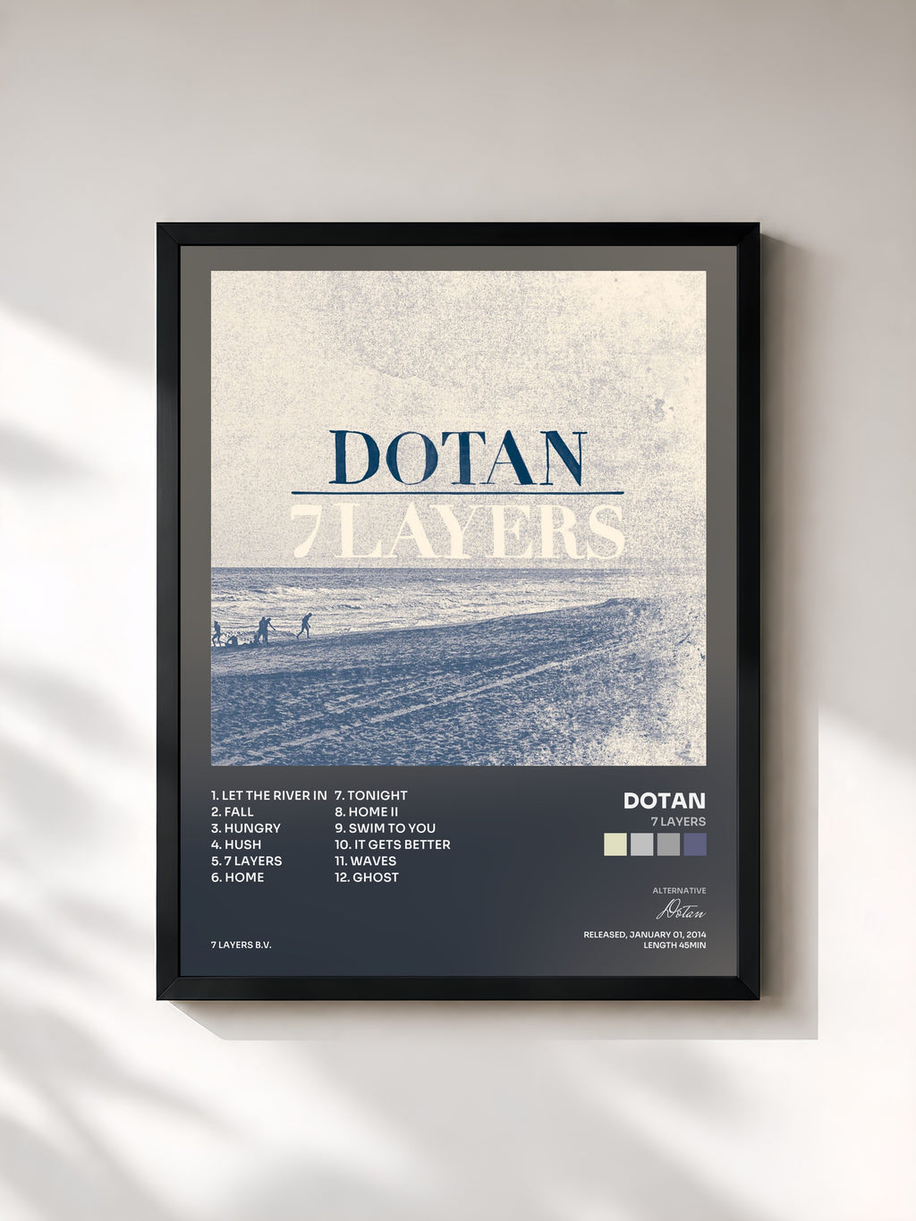 #noir Tableau de l'album 7 Layers de Dotan, cadre noir, imprimé et encadré en France